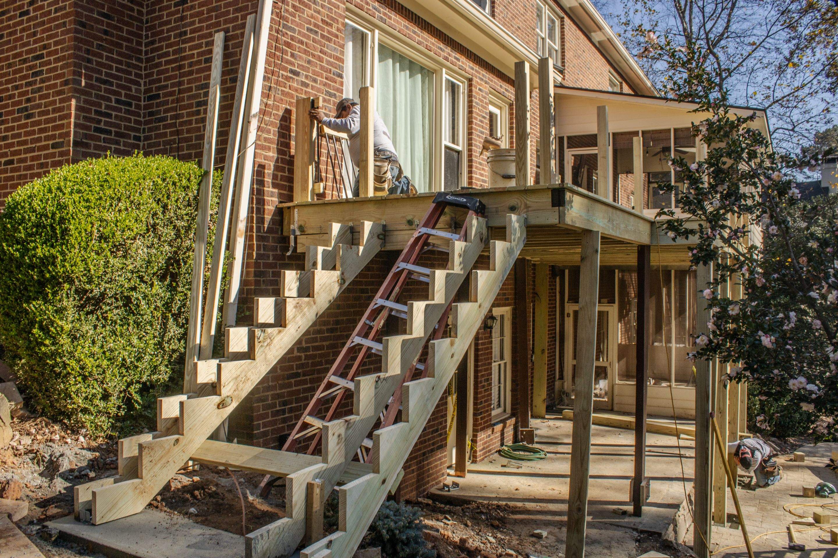 Timbertech LED Light Installation on Wood Deck Build in Marietta, GA by Nelson Exteriors 