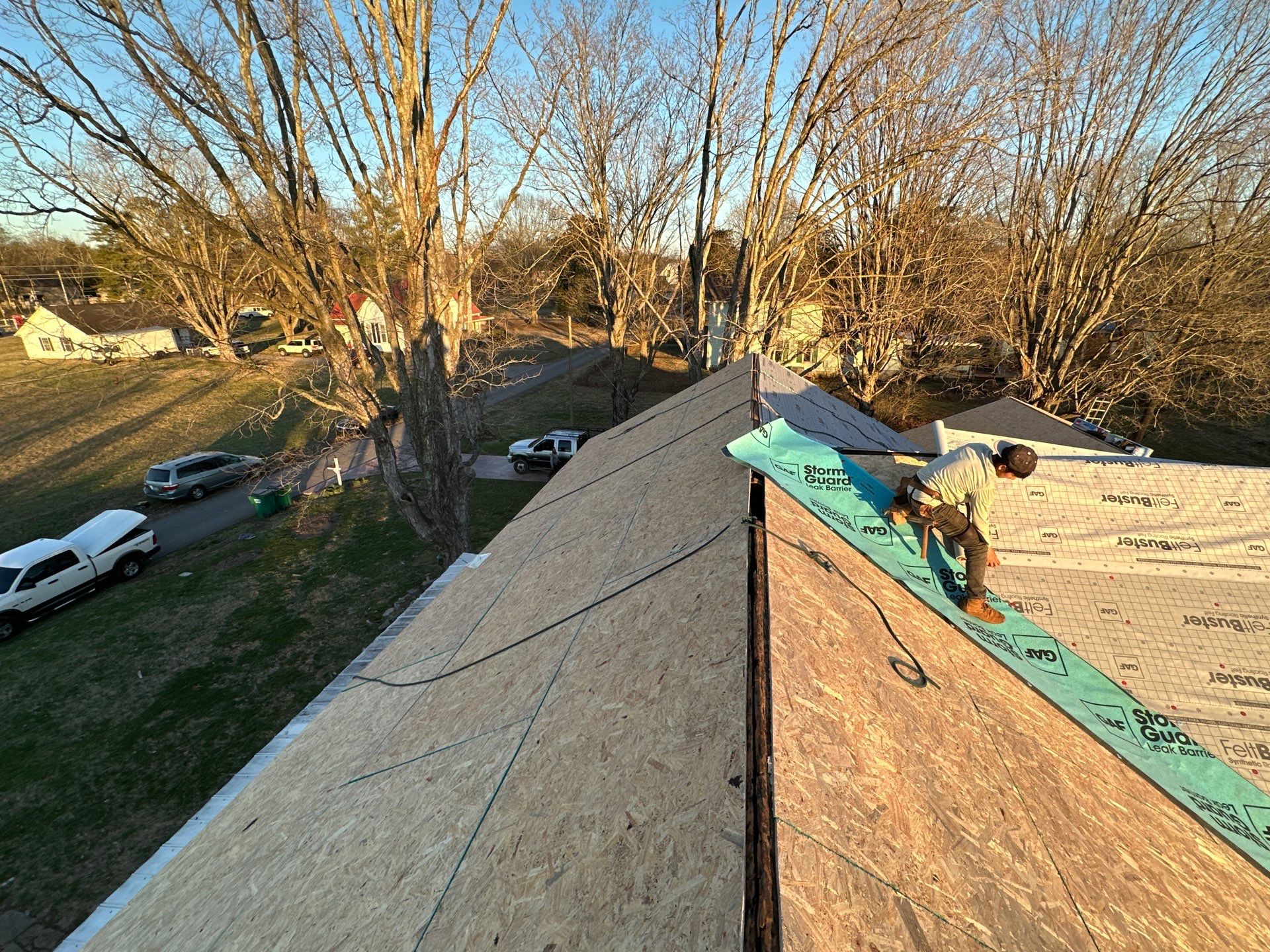 Residential Roofing Installation using GAF Timberline HDZ Harvest Blend in Nantucket Morning by Undersun Roofing 