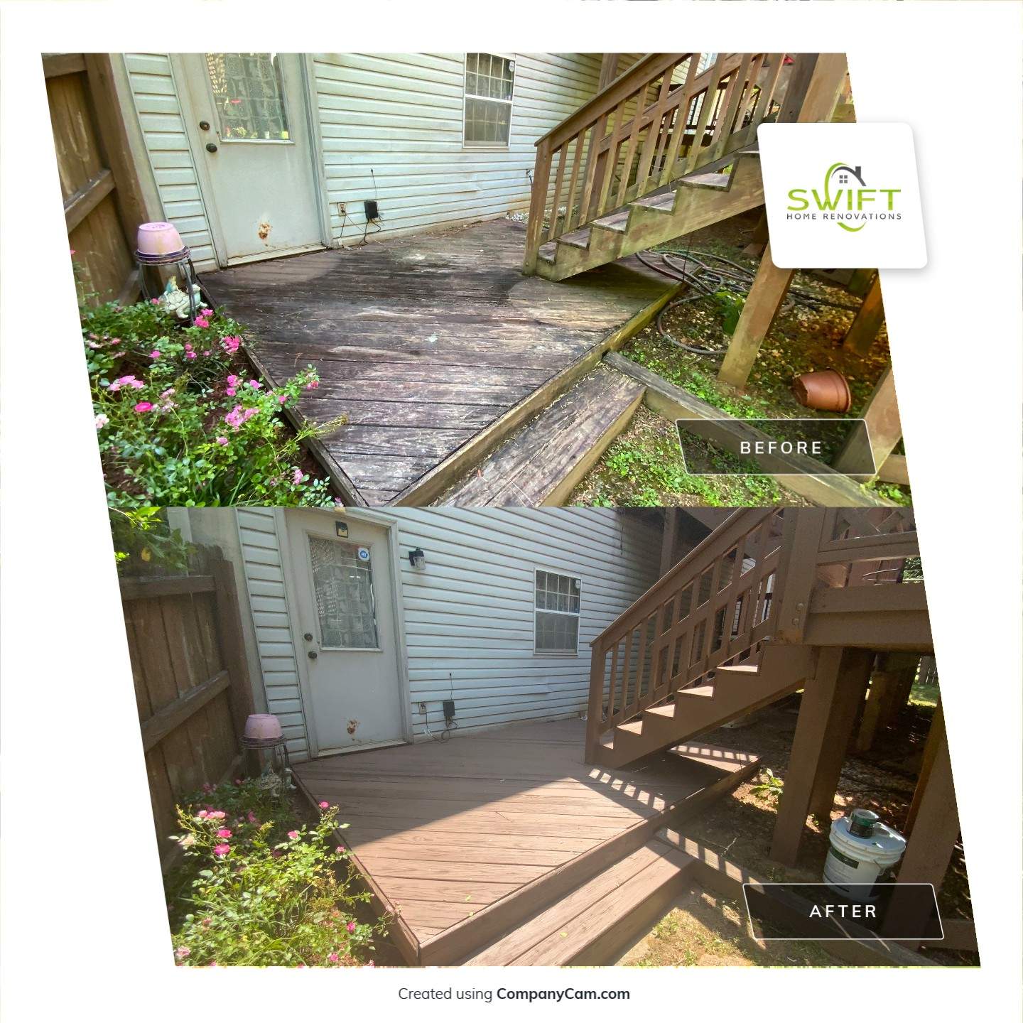 Multi-Level Wood Deck Repair and Staining in Tucker, Georgia by Swift Home Renovations