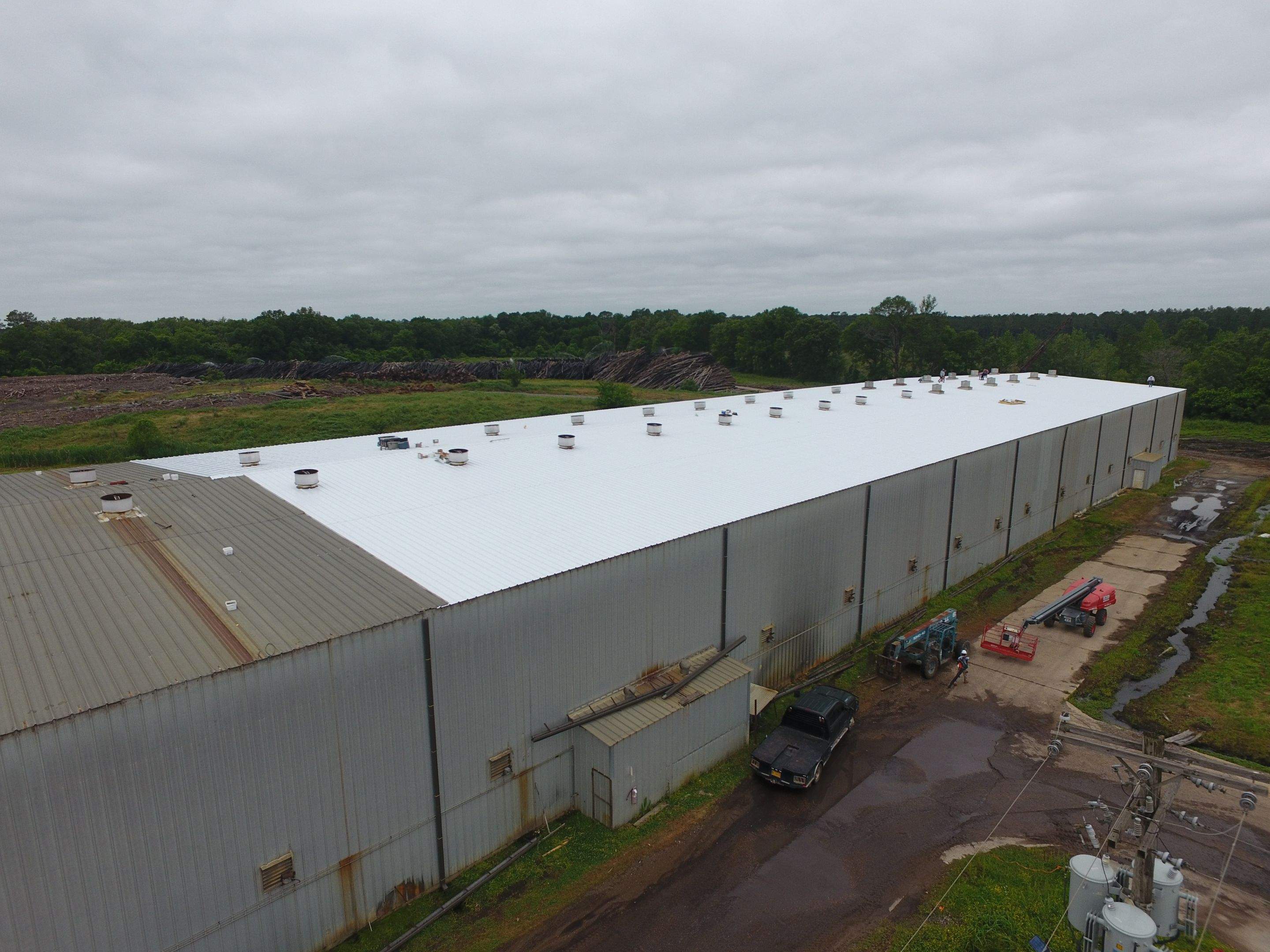 Commercial Roofing Installation using Aluminum Roofing panels by Hostetler Roofing