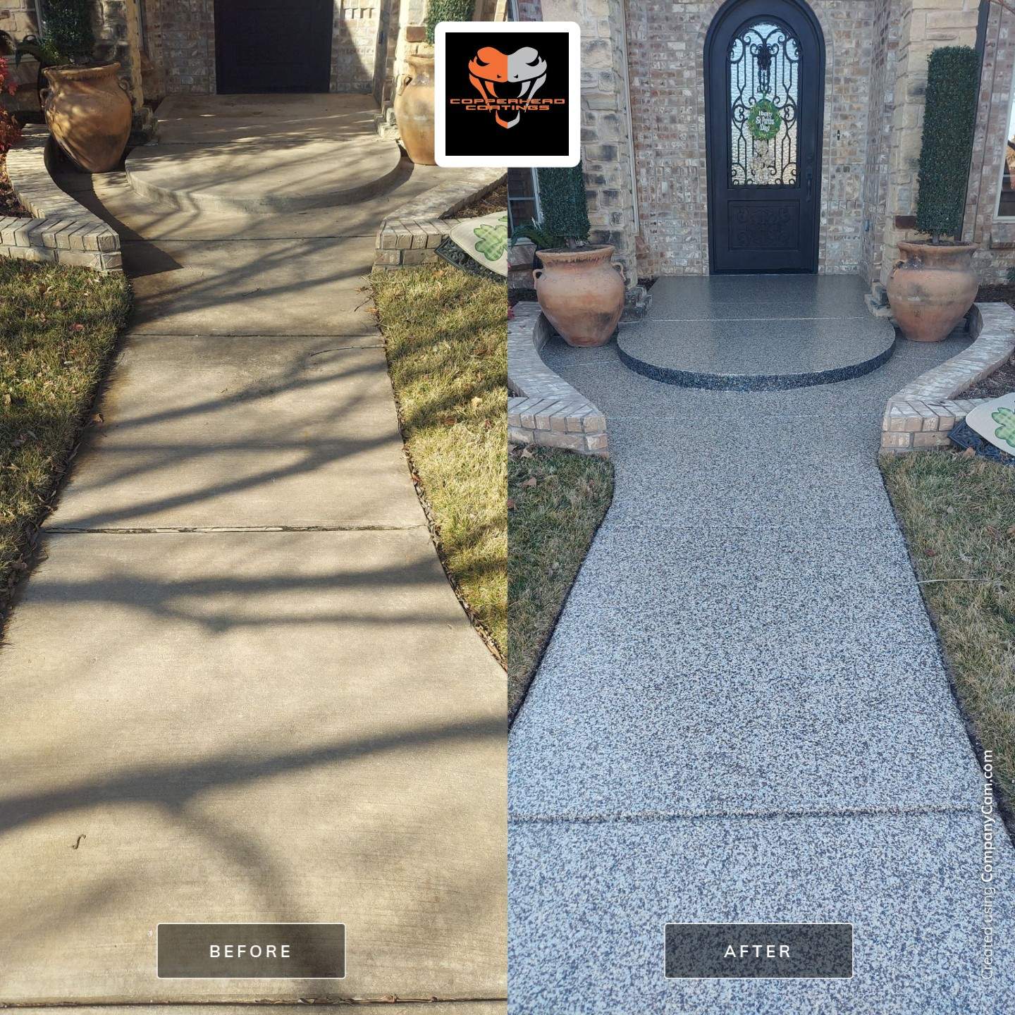 Patio Coating Installation using Cordwood by Copperhead Coatings