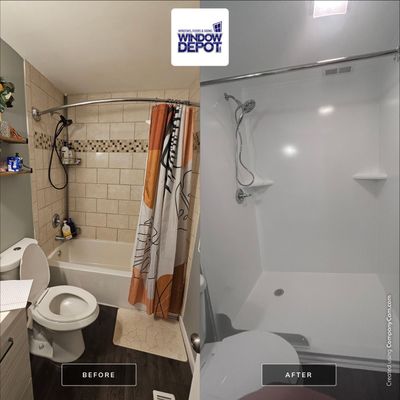 2 bathroom remodels using maintenance free products