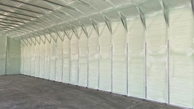 Foam insulation installed in shop