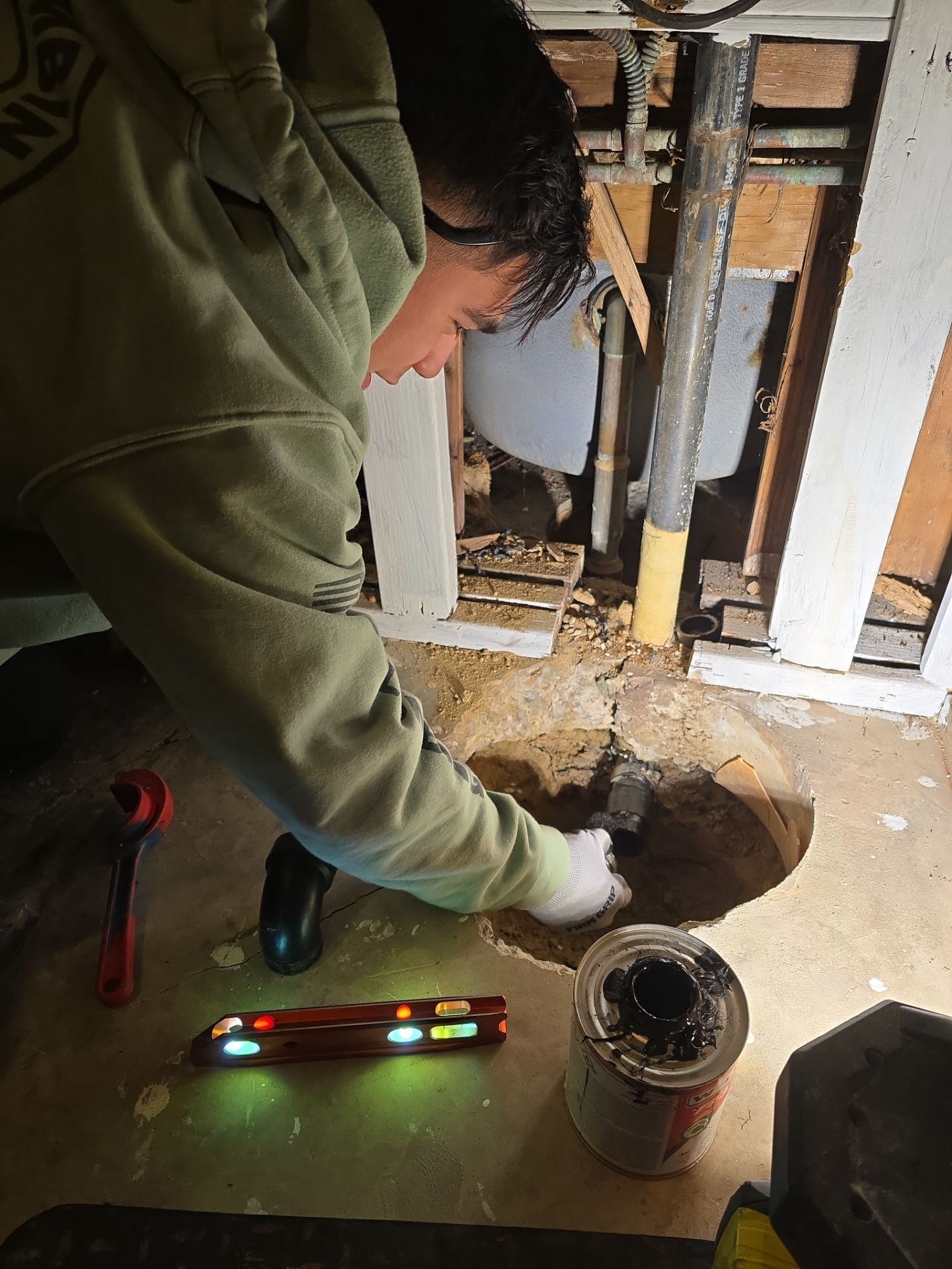 Shower Tub Installation with Underground Plumbing by Us Plumbing 