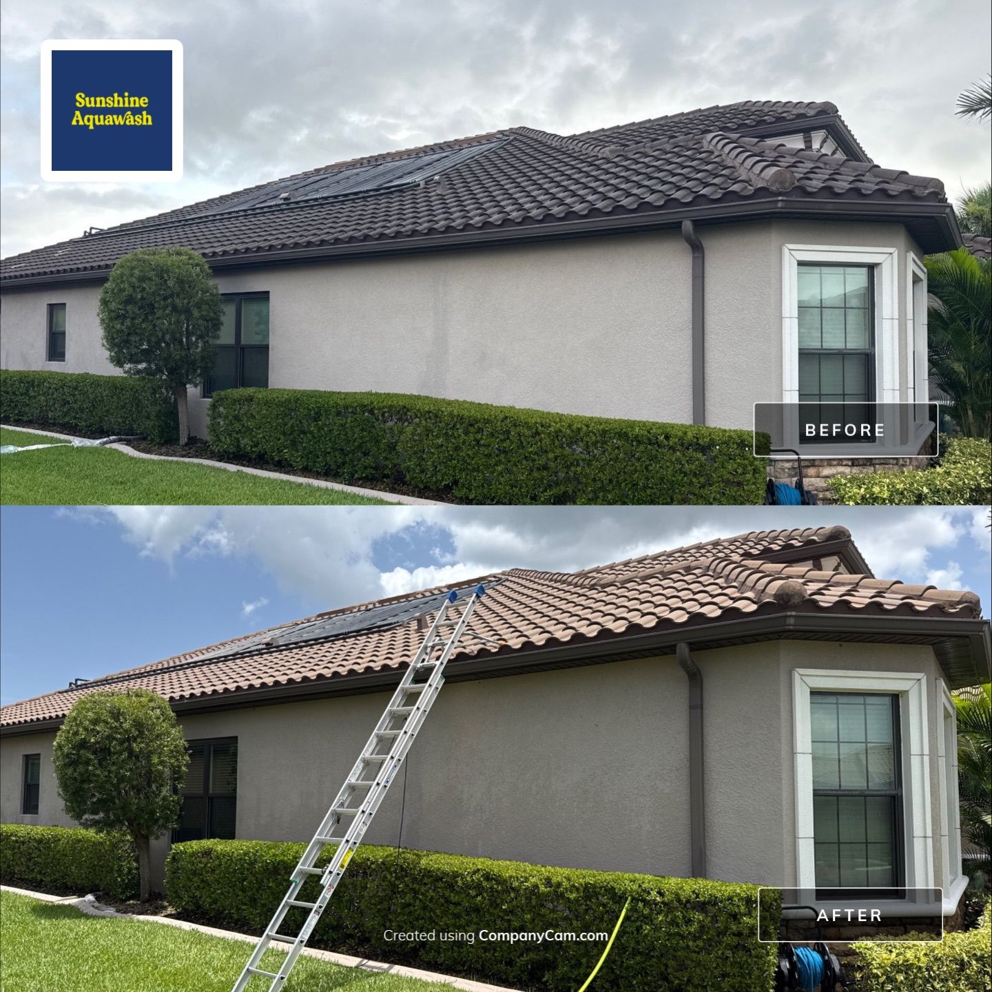 Neighboring Tile Roof Cleaning with Gutter Runoff Control – Palmetto, FL by Sunshine AquaWash