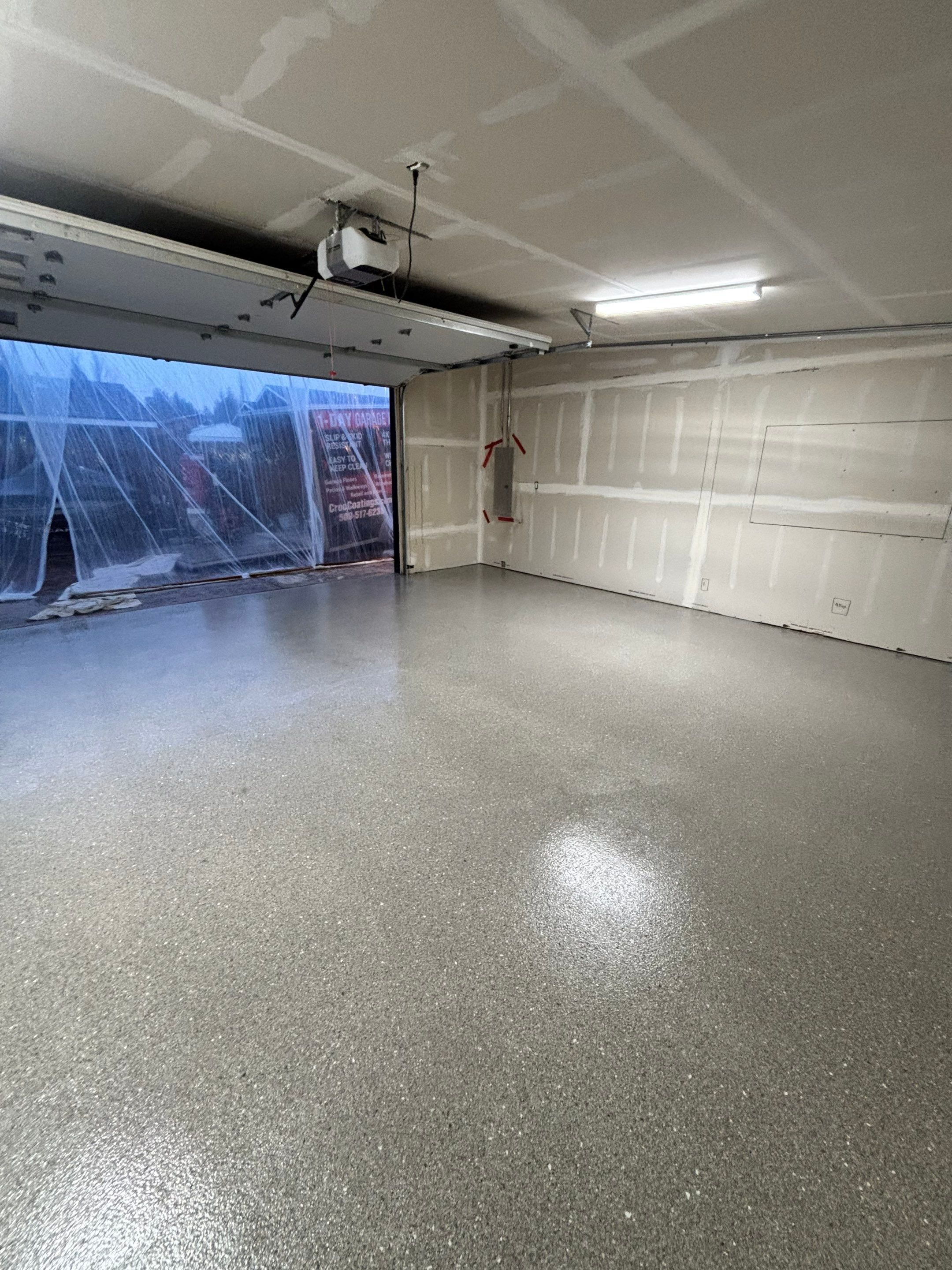 Garage Transformation using Travertine by Croc Coatings, LLC
