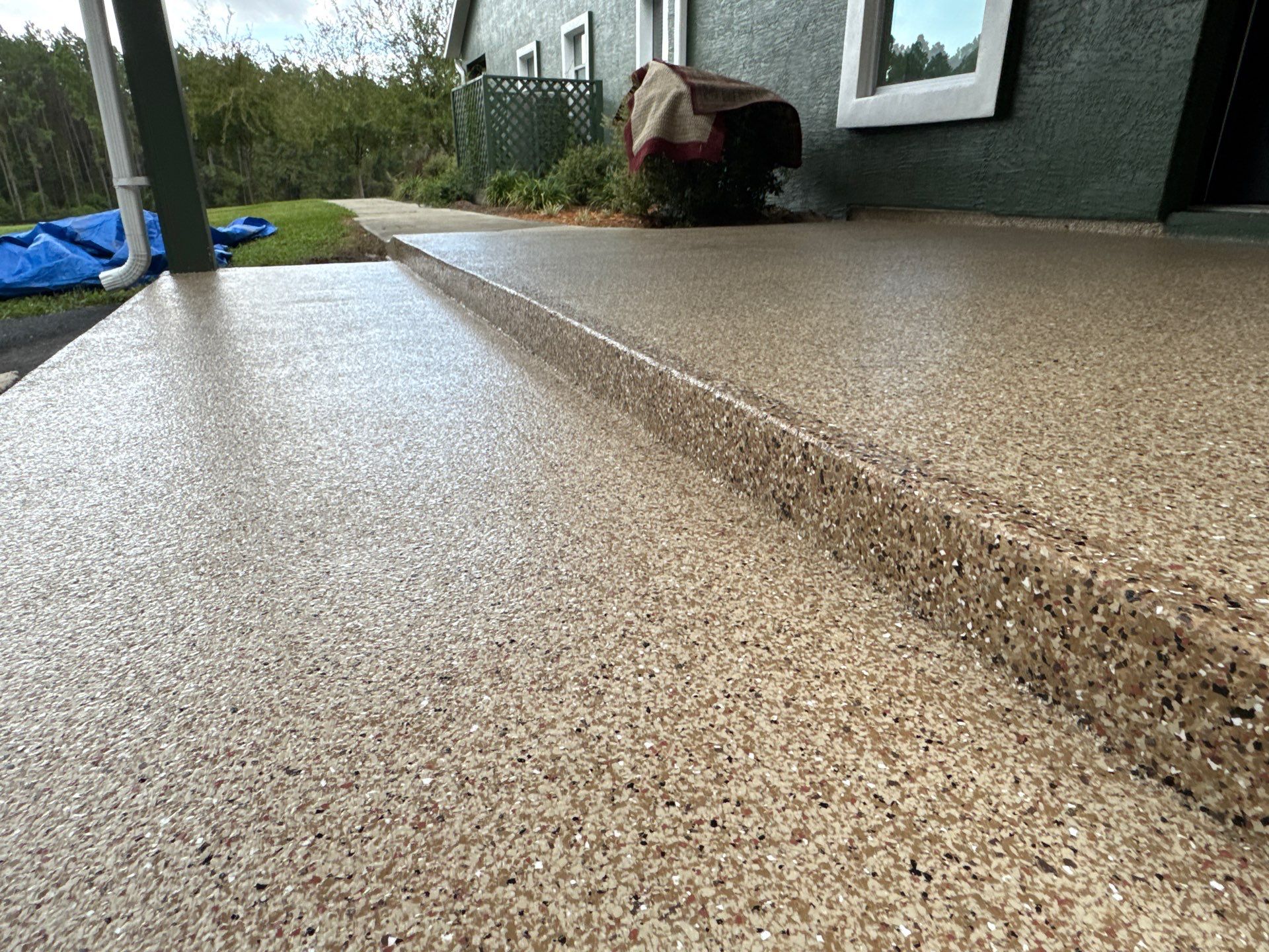 Porch Project in Reddick, FL in Pecan by Cross Creek Concrete Coatings