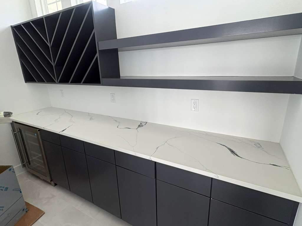 A home with a mix of quartz options by Mena stone surfaces