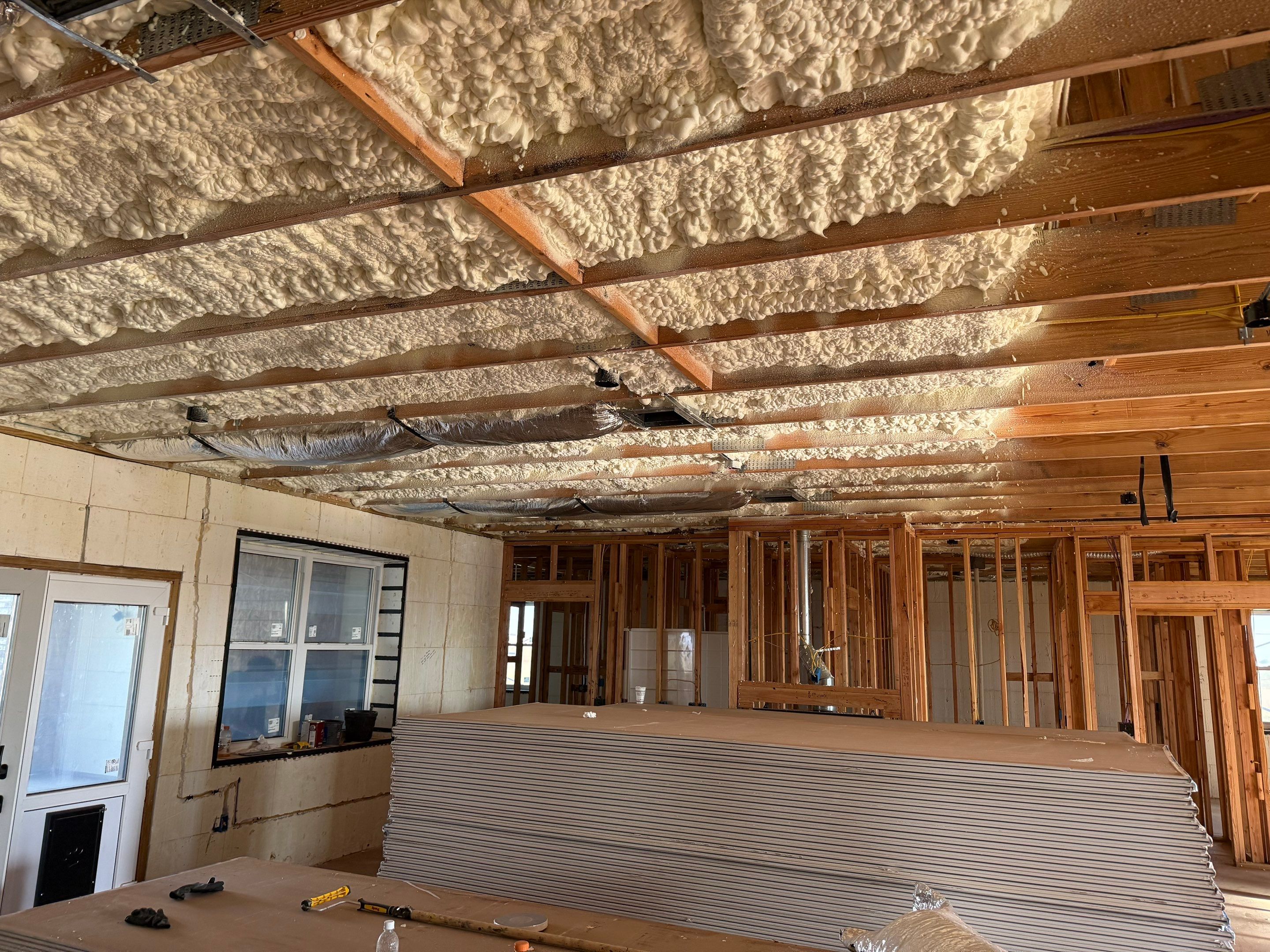 Hybrid foam system on roof deck of ICF house by Kool Foam LLC 