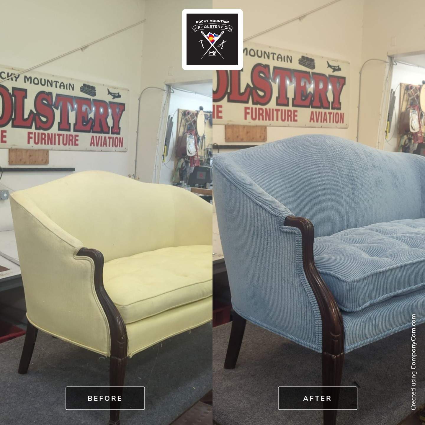 Antique Settee by Rocky Mountain Upholstery Co