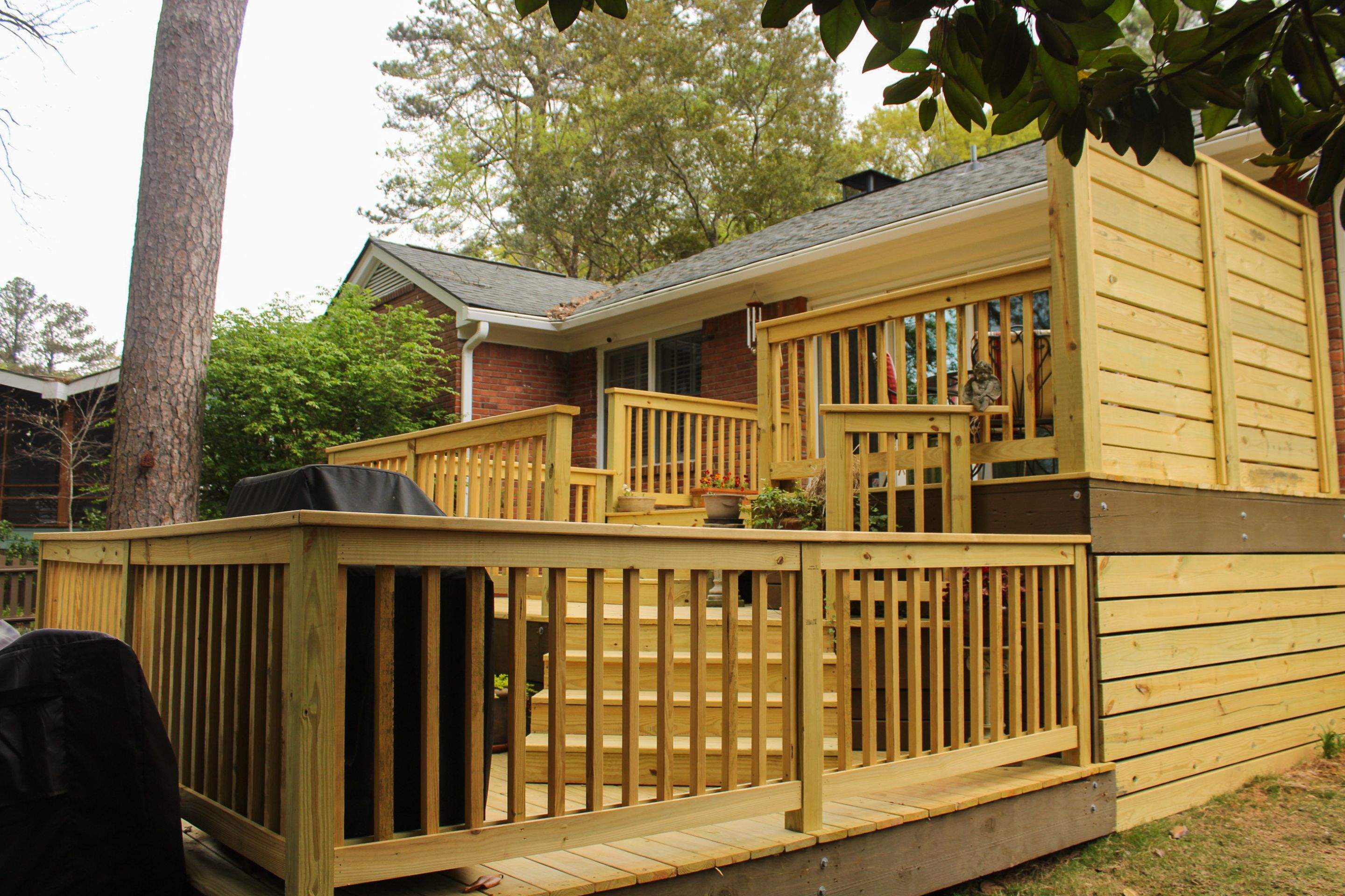 Wood Deck Resurface with Privacy Wall in Buckhead, GA by Nelson Exteriors