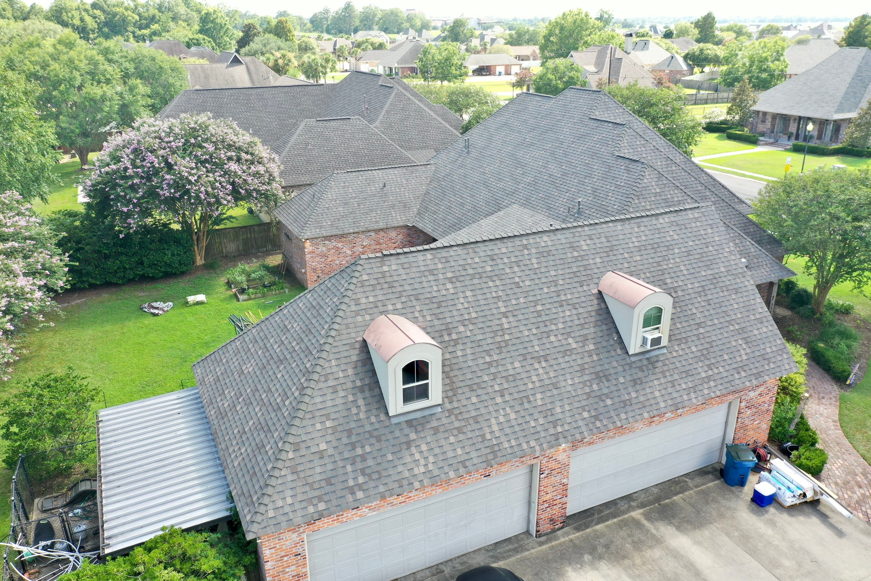 Storm Master Shake Weathered Wood with High profile Ridge Cap by Top Team Roofing & Construction
