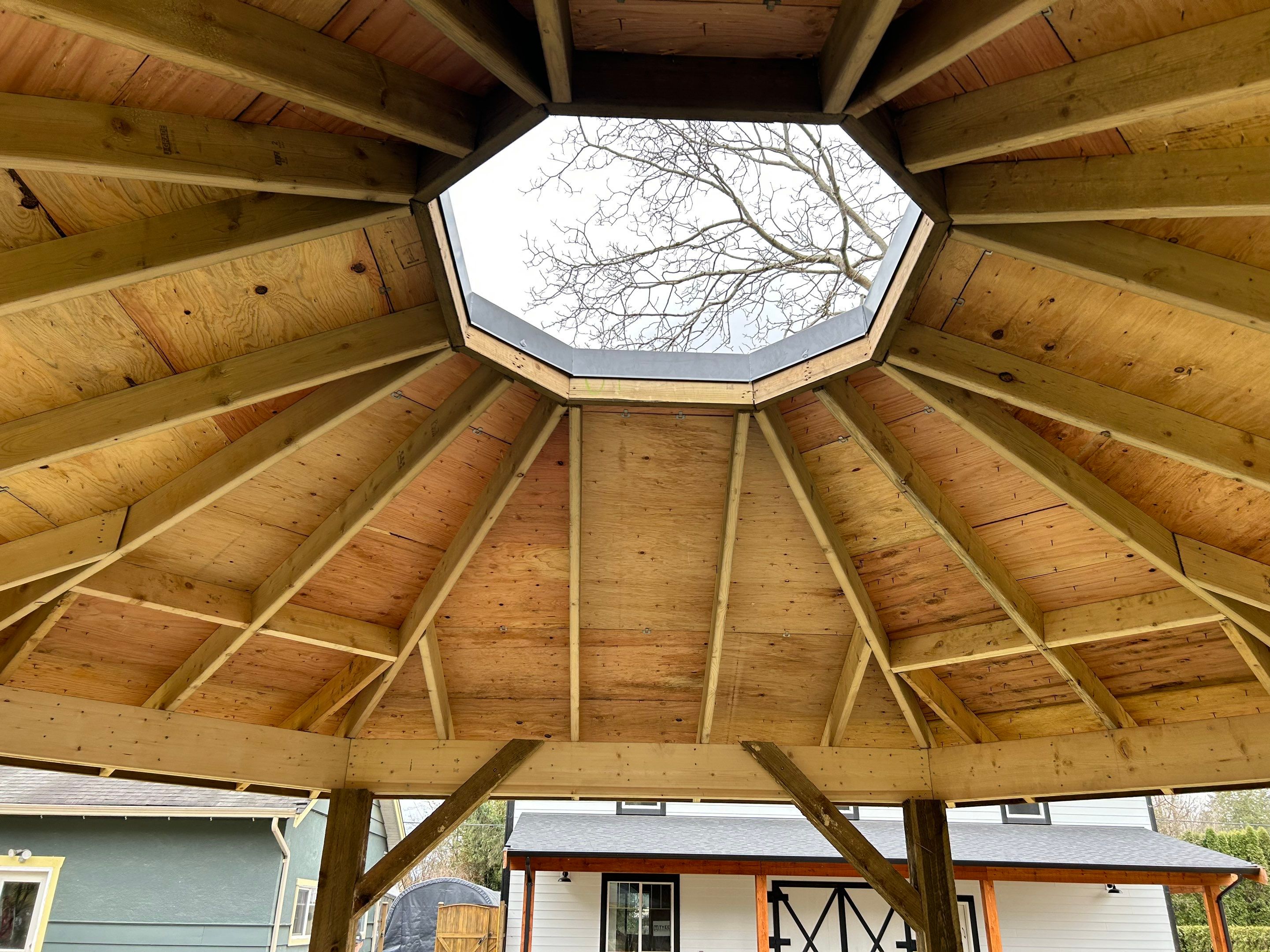 Residential Roofing Installation using OC Oakridge shingles for Gazebo by Top Notch Roofing Inc