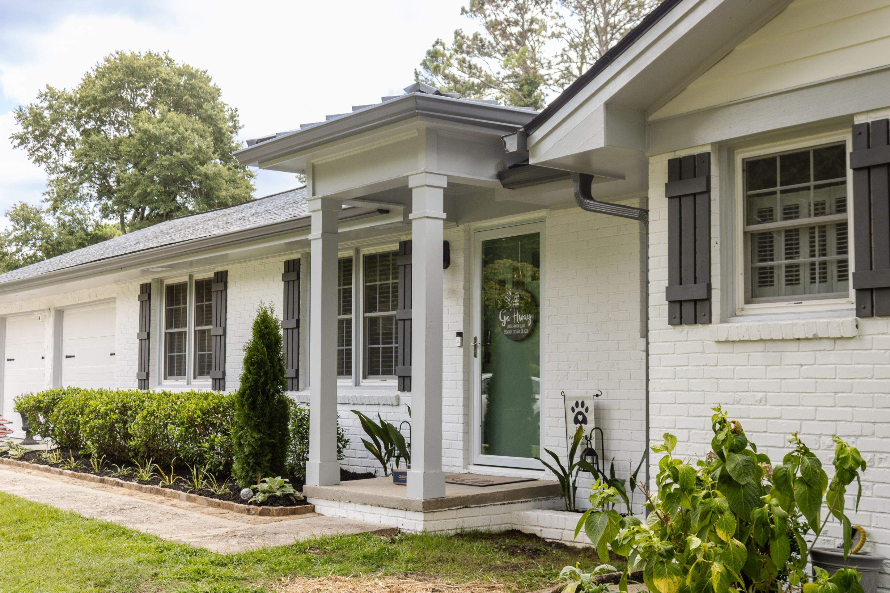 Portico Build with PVC Square Column Crafters Columns, Rotten Wood Replacement, and Exterior Painting by Nelson Exteriors