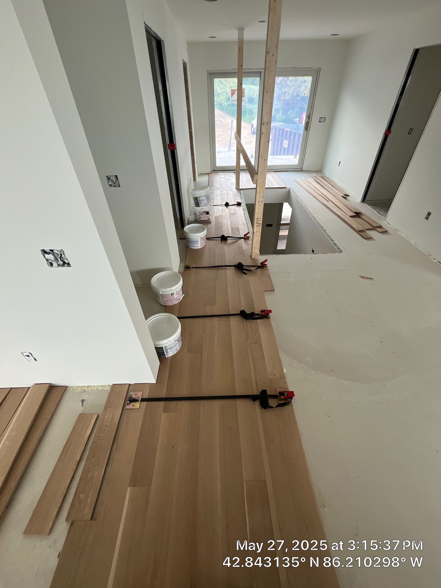 This project has it all!!!! Custom Flooring, Leveling Service, Custom Stair parts and pieces, risers, blue pad cover - all inclusive service from RTB! by RTBaldwin Hardwood Floors