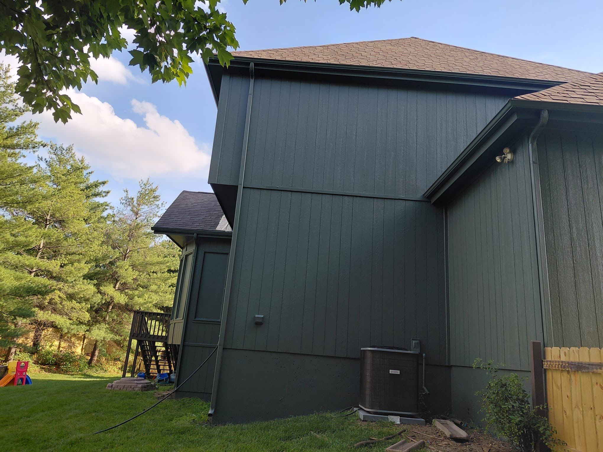 Exterior Painting and Wood Rot Repair for Overland Park Residence by Cougar Painting