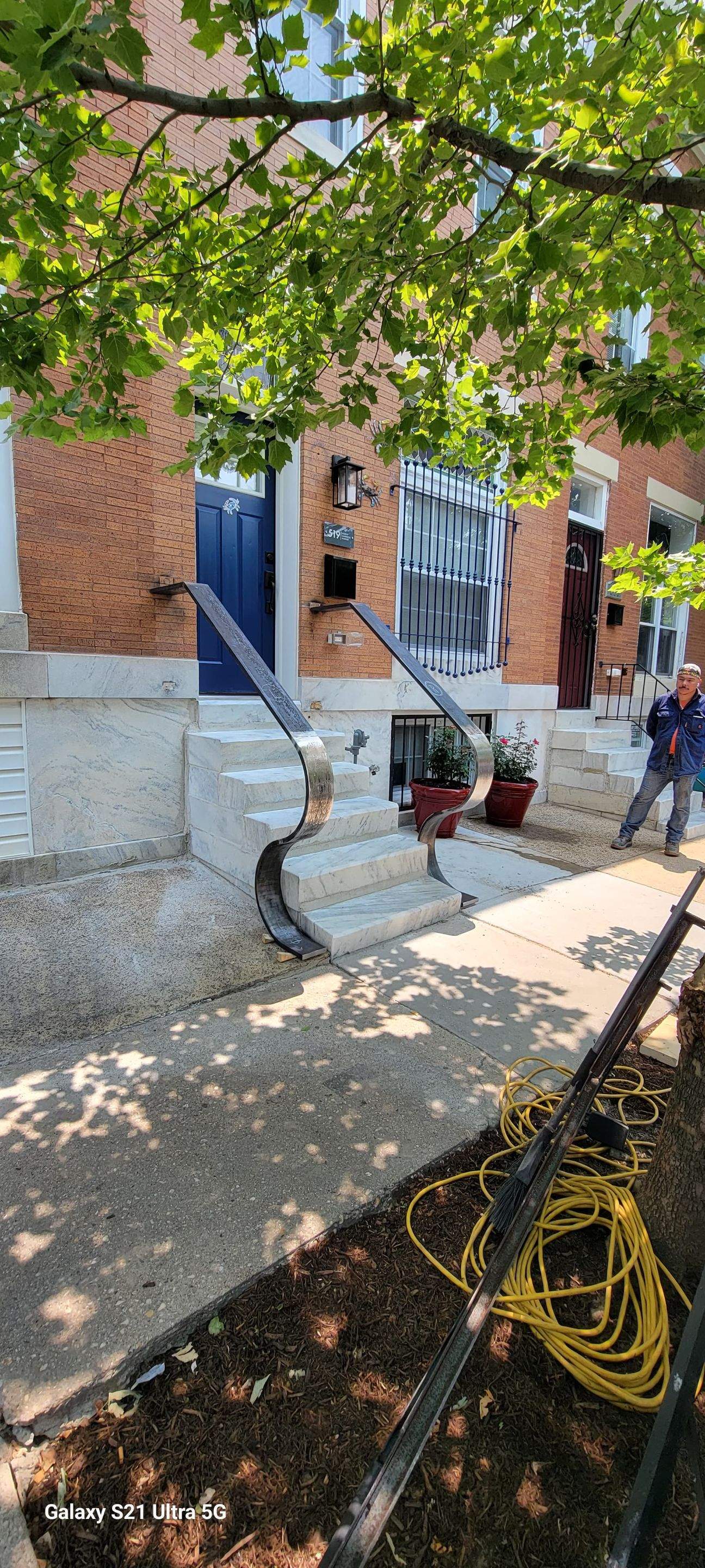 Custom "S" Shape Stair Handrails – Entryway Transformation – Baltimore, MD by Capitol Iron Works