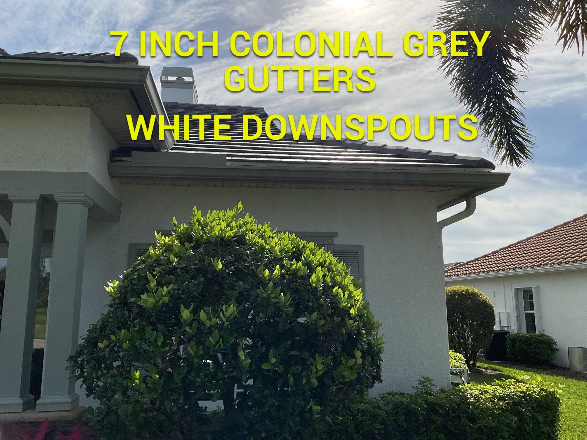 7-inch Grey Gutter Installation and White Downspouts in Fort Myers FL  by Gutter Professors
