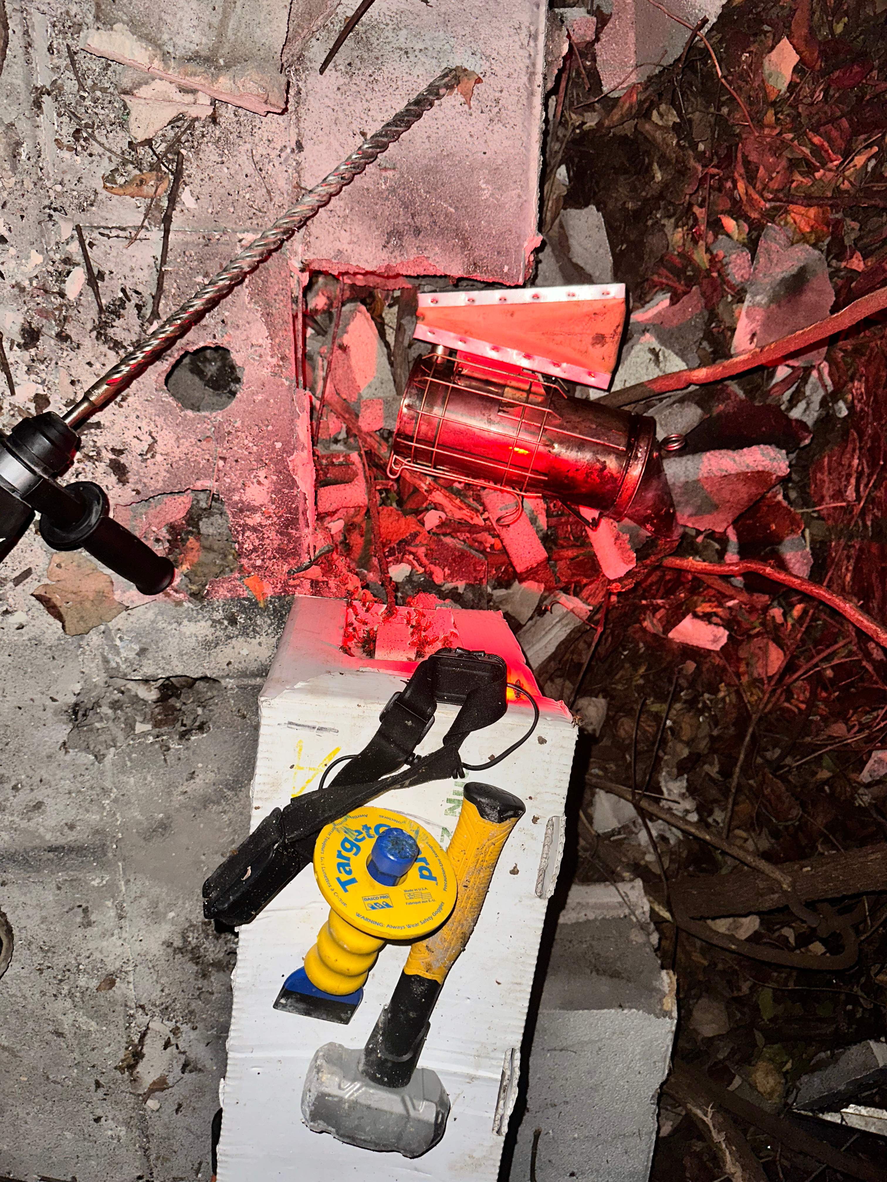 Demoed Cinderblock Wall by Rockwall Honey Bee Company