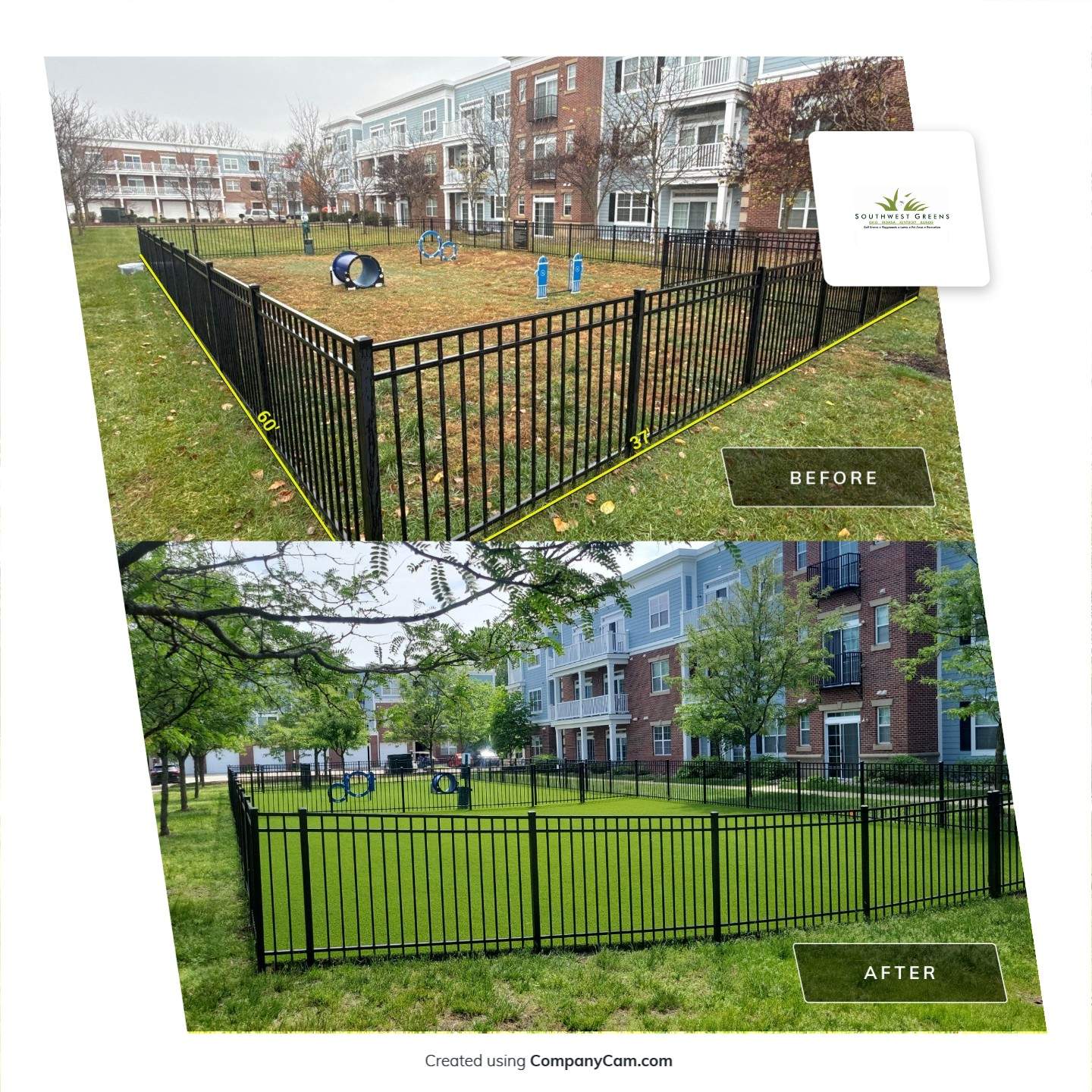 Apartment Pet Park Turf Renovation and Mini Personal Pet Yards @ Solana Apartments by Southwest Greens Midwest
