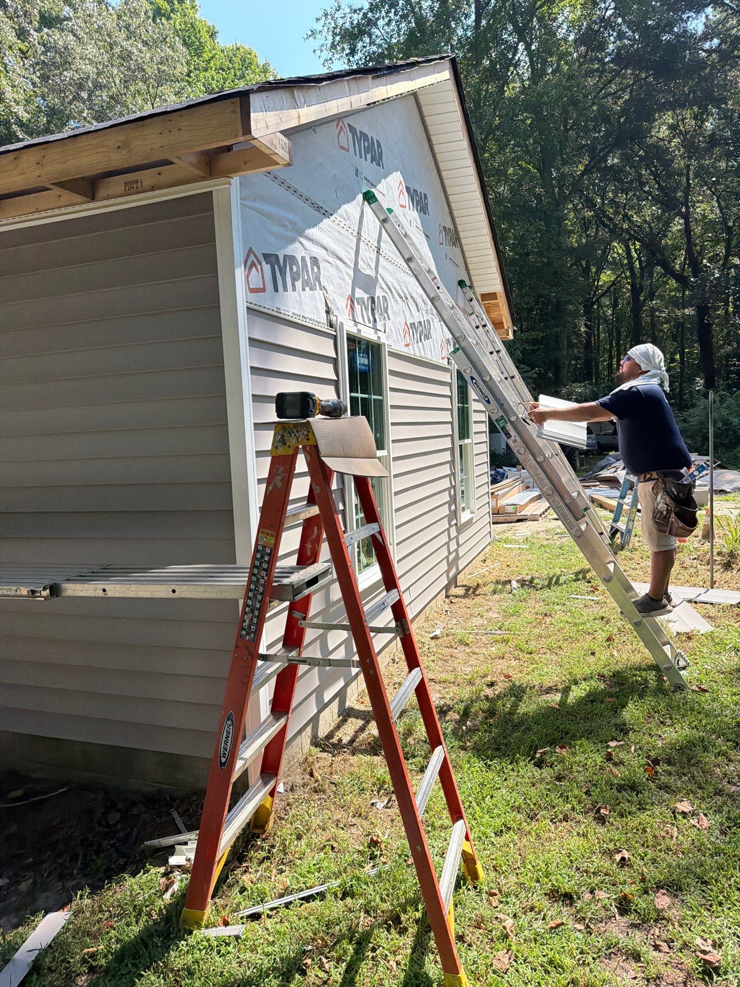 Single-Story New Construction Vinyl Siding Install in Gloucester by Cade Construction