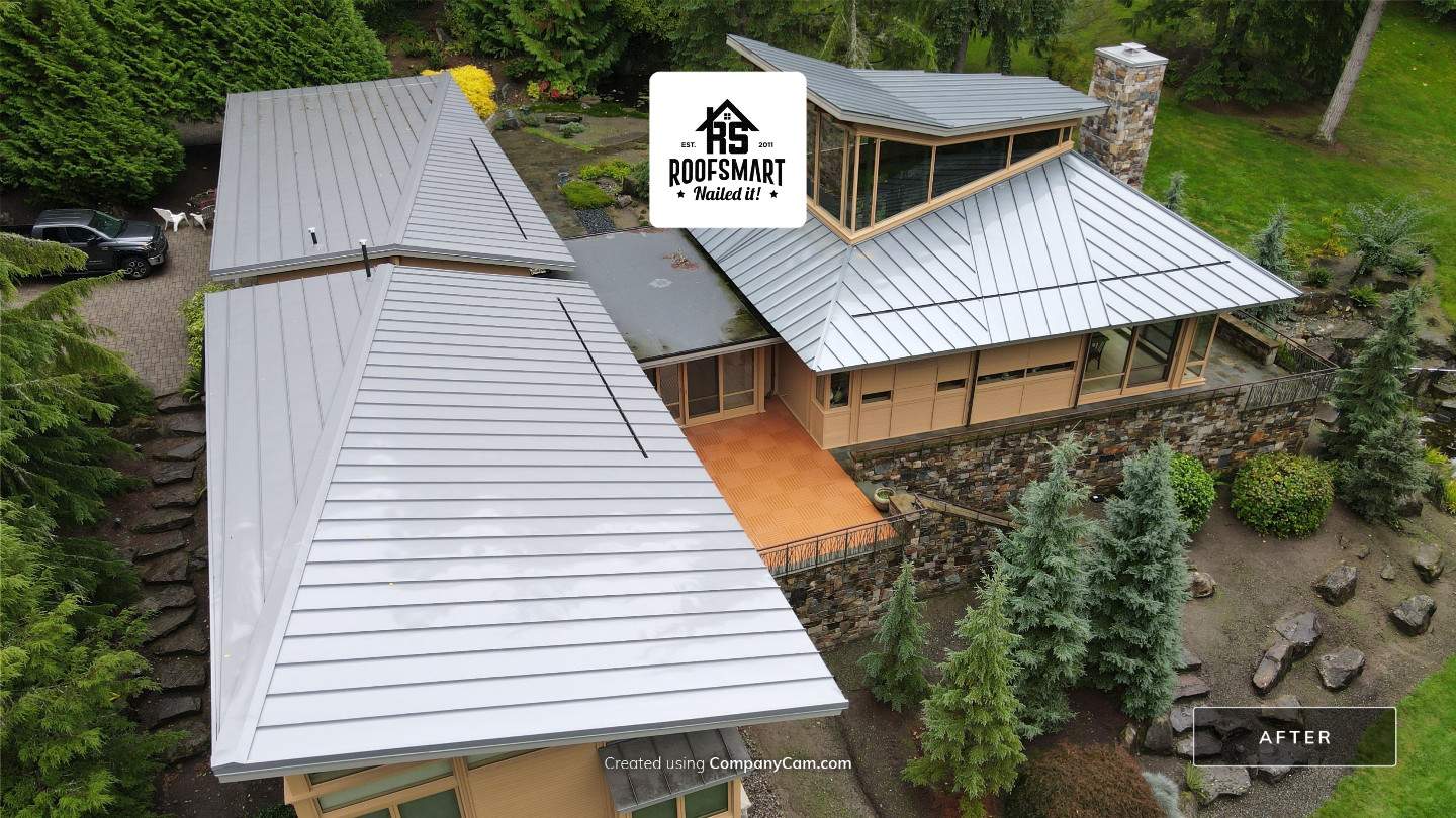 Redmond Roofing Installation using Standing Seam Metal - Silver Metallic by RoofSmart
