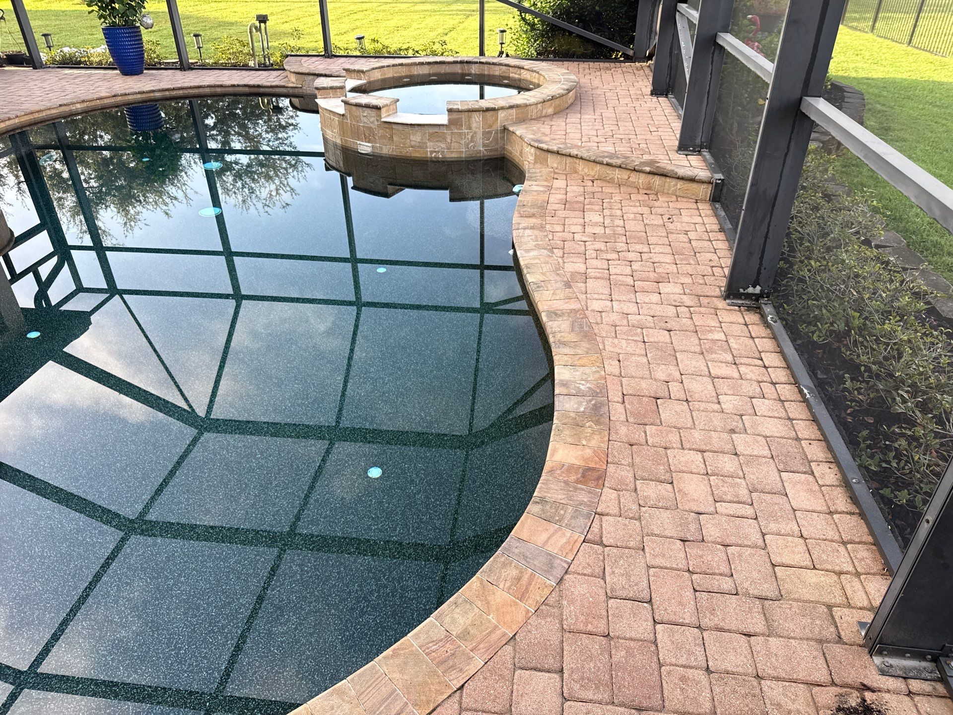 Tile Roof, Paver Pool Deck & Flowerbed Curbing Cleaning | Winding River Bradenton, FL Transformation by Sunshine AquaWash