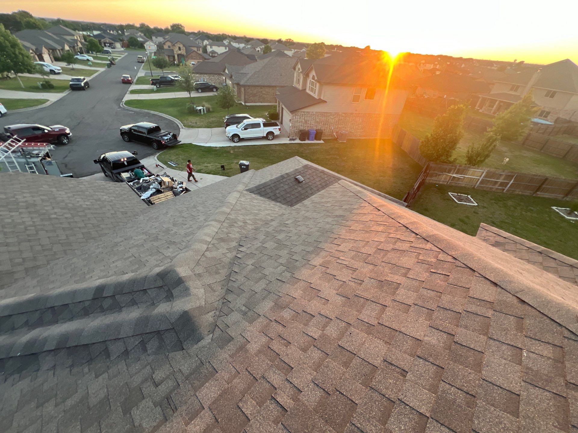 Residential Roofing Installation using IKO Cambridge 30yr Architectural Shingles. Color: Weatherwood by WR Roofing Solutions