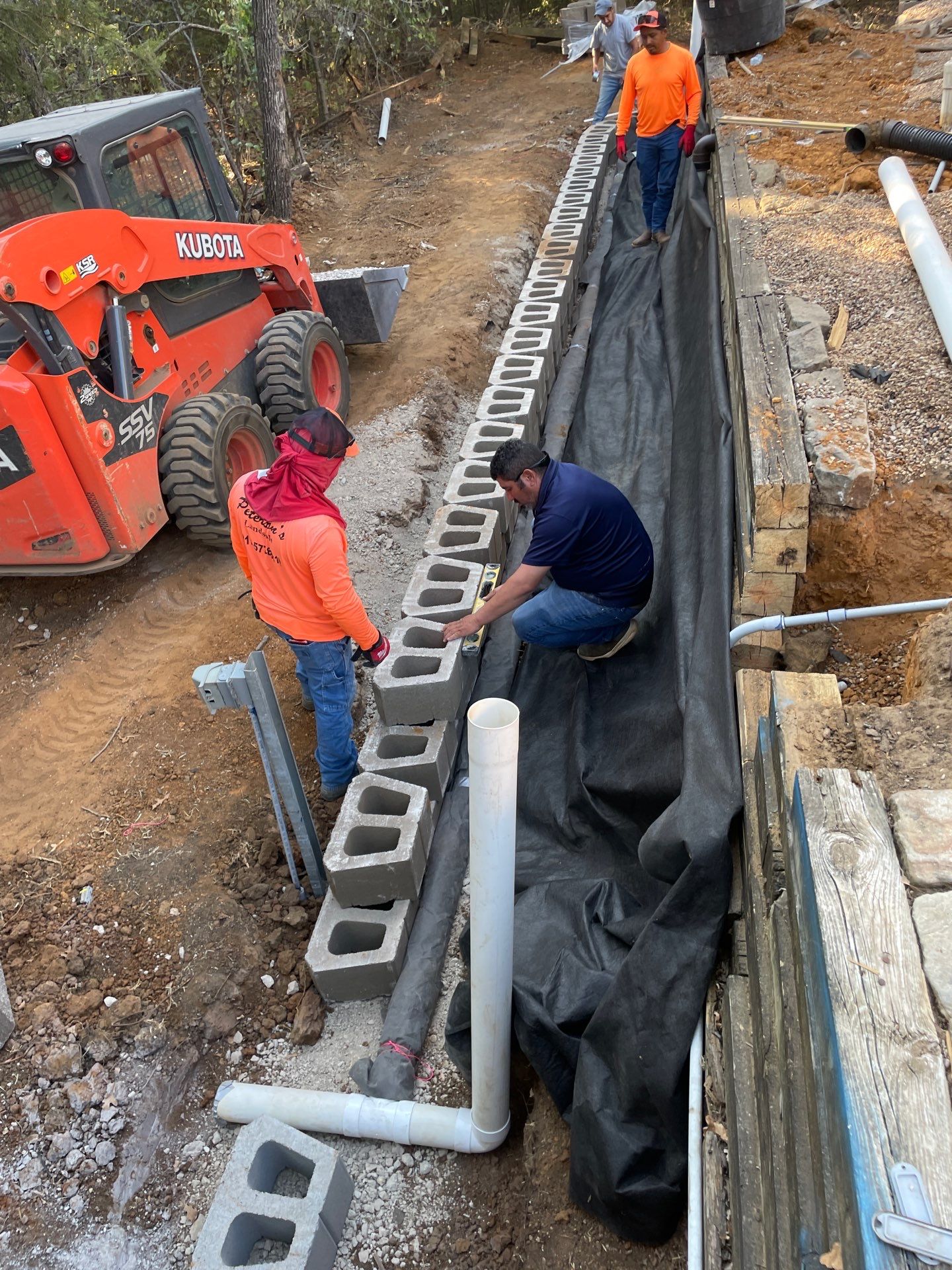 In Progress Retaining Wall Project by Peterson’s
