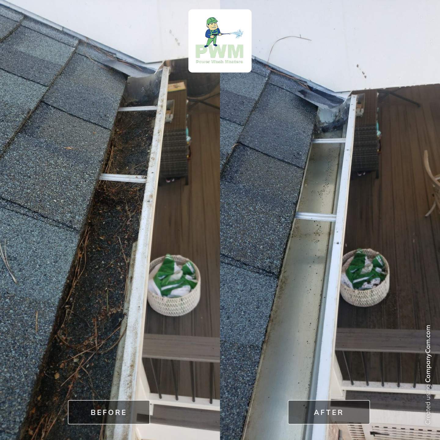 Gutter Cleaning using water by Power Wash Masters LLC