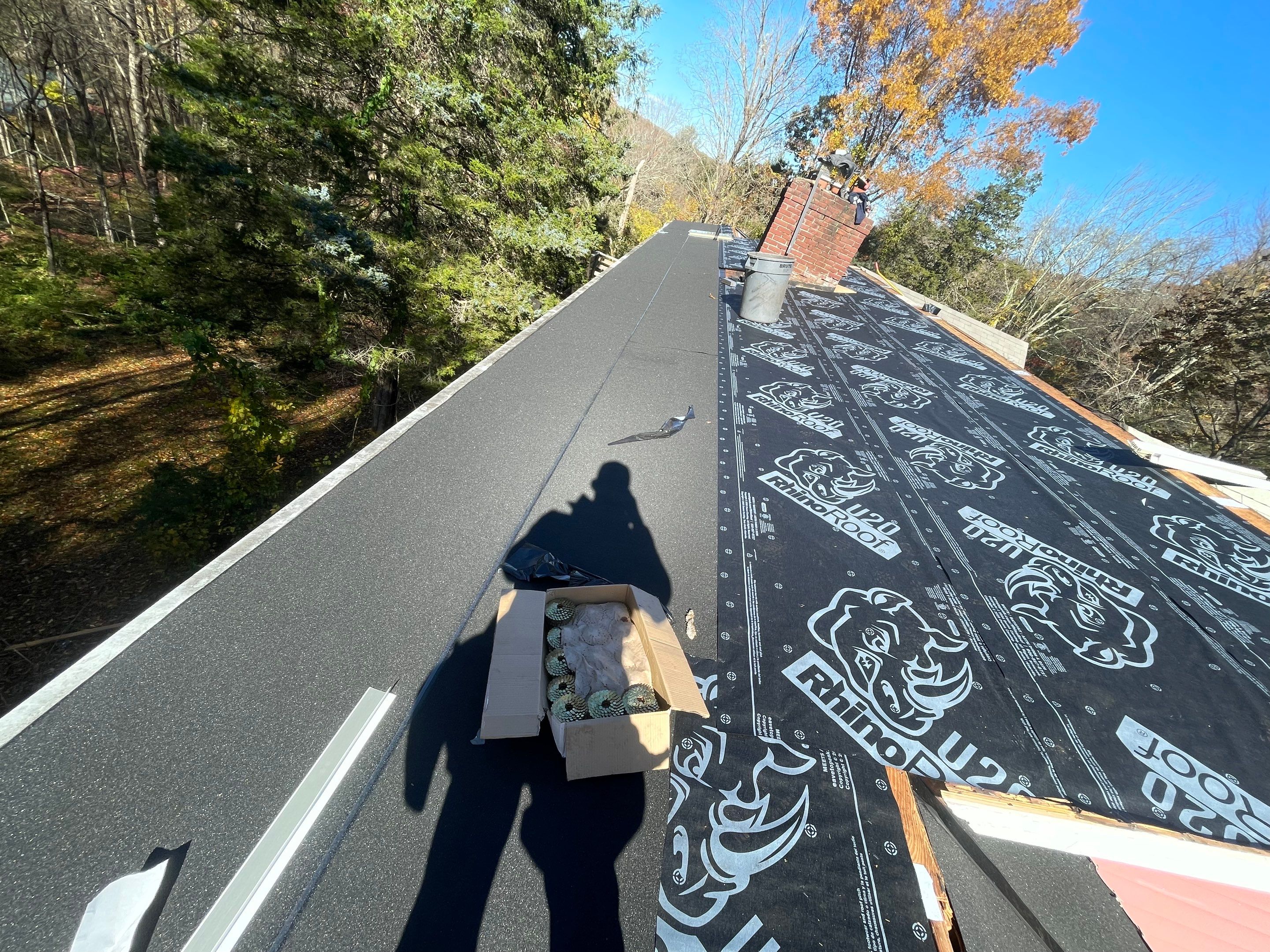 Residential Roofing Installation using Owens Corning TruDefinition Duration AR - Estate Gray & White Double 4 Siding by A Plus Exterior