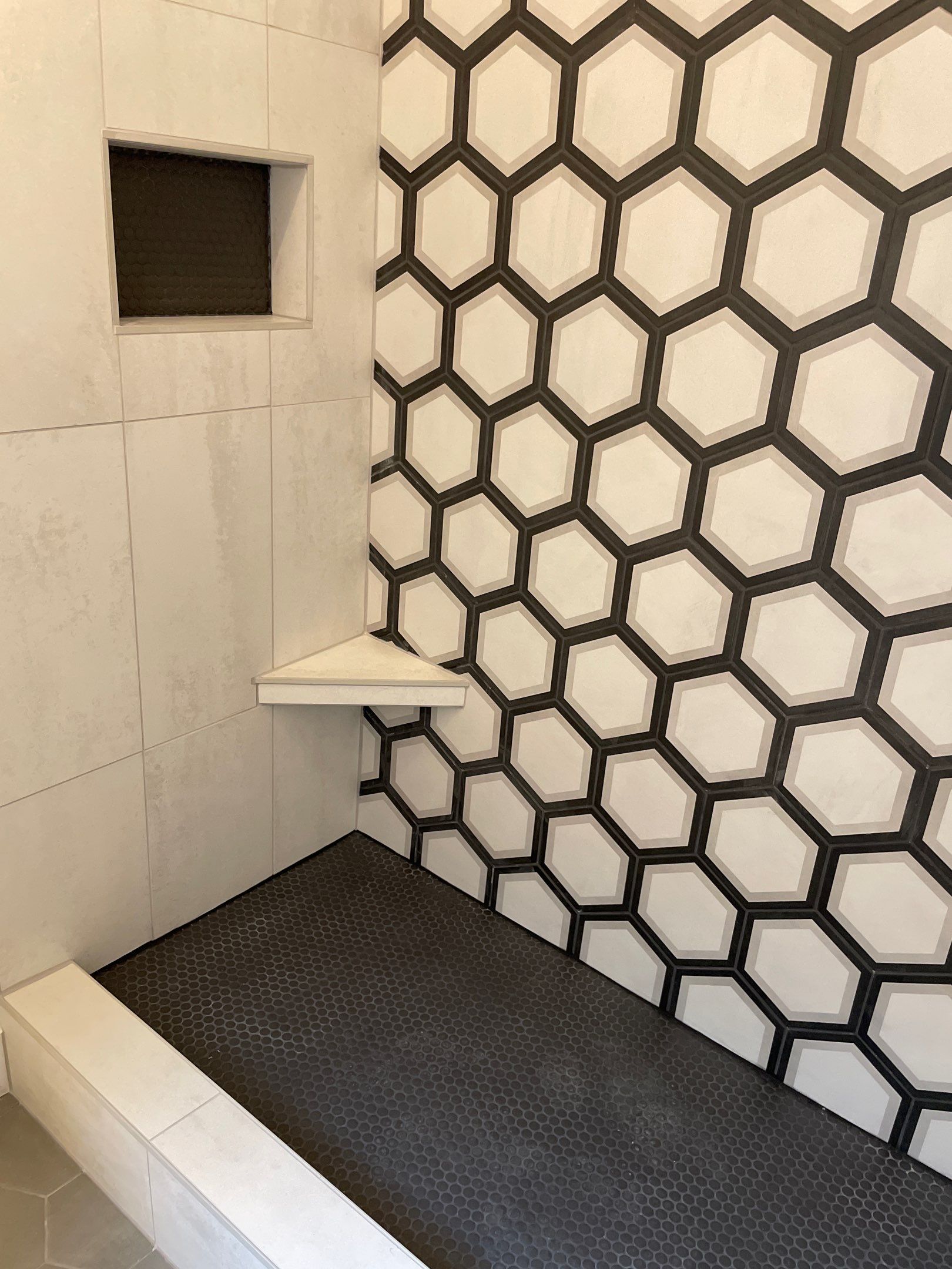 New Shower, Bathroom Floor and Countertops by Footprints Floors of Chandler