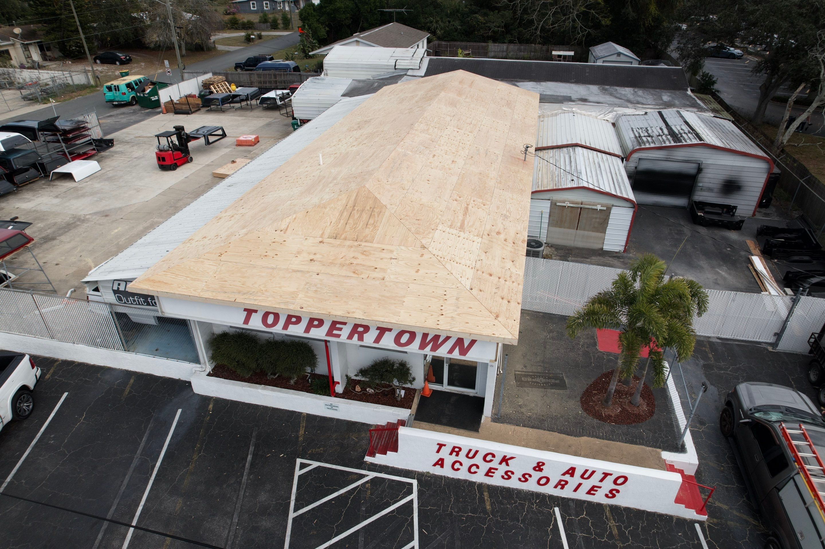 Commercial Roof Replacement and Structural Framing in Cocoa, Florida for TopperTown by Wiedmann Construction & Roofing