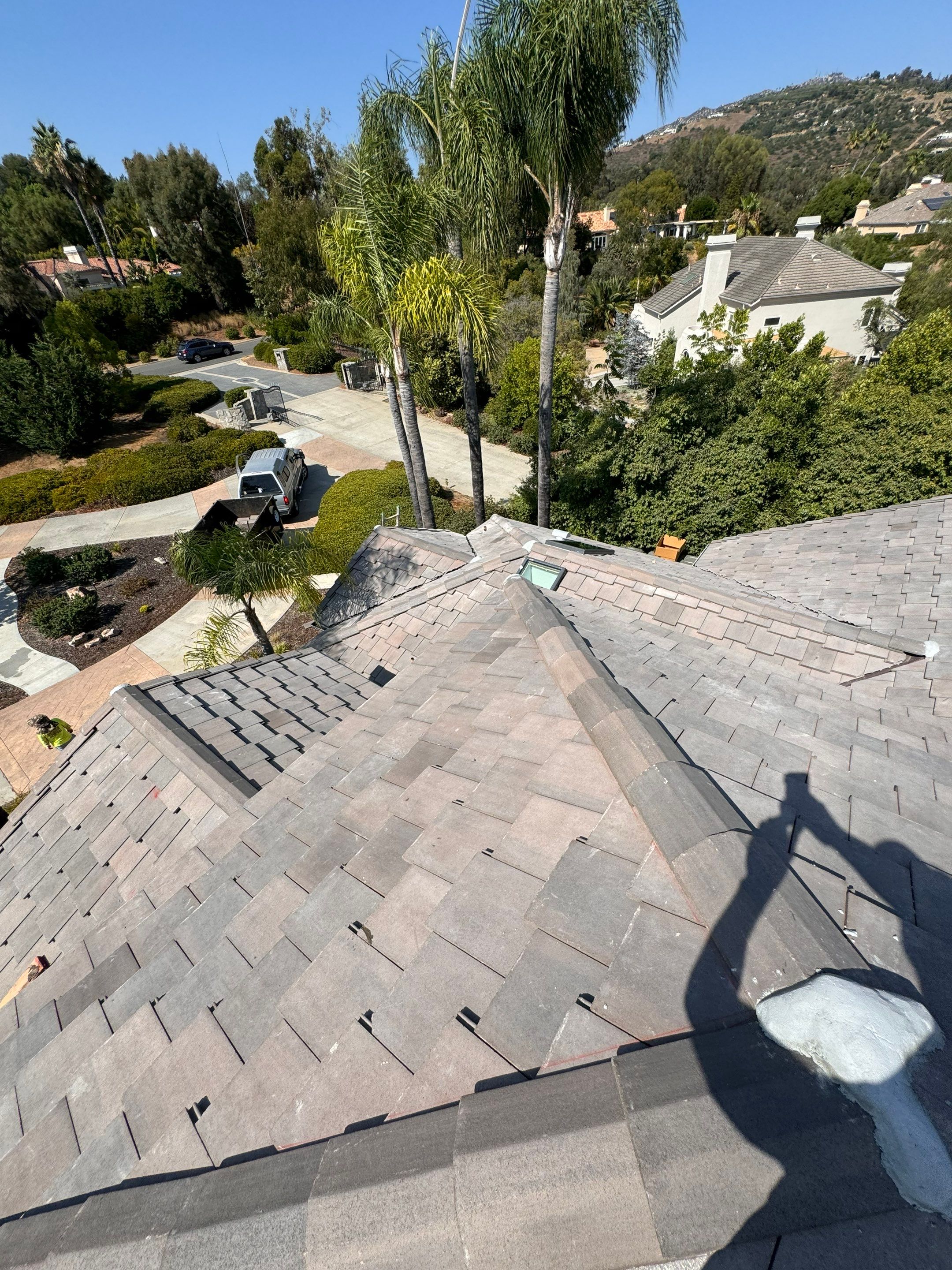 Full Roof Replacement Featuring Staggered Eagle Concrete Tiles in Poway by Reliable Roofing San Diego Inc.