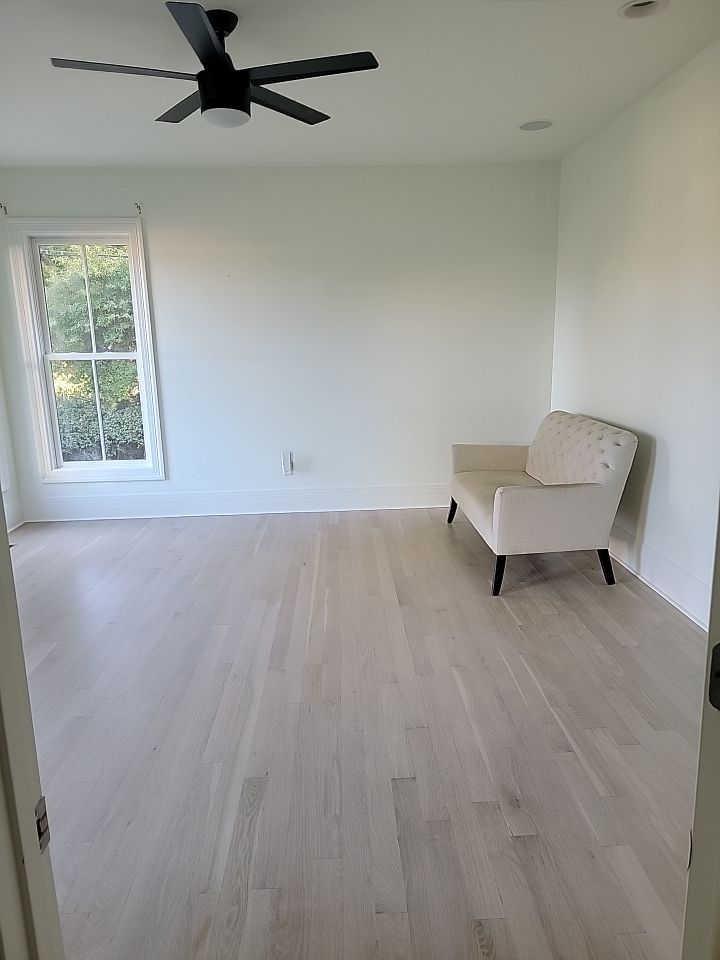 From dark to light, the results are stunning! Beautiful white oak refinish with Country White stain by Footprints Floors of Nashville