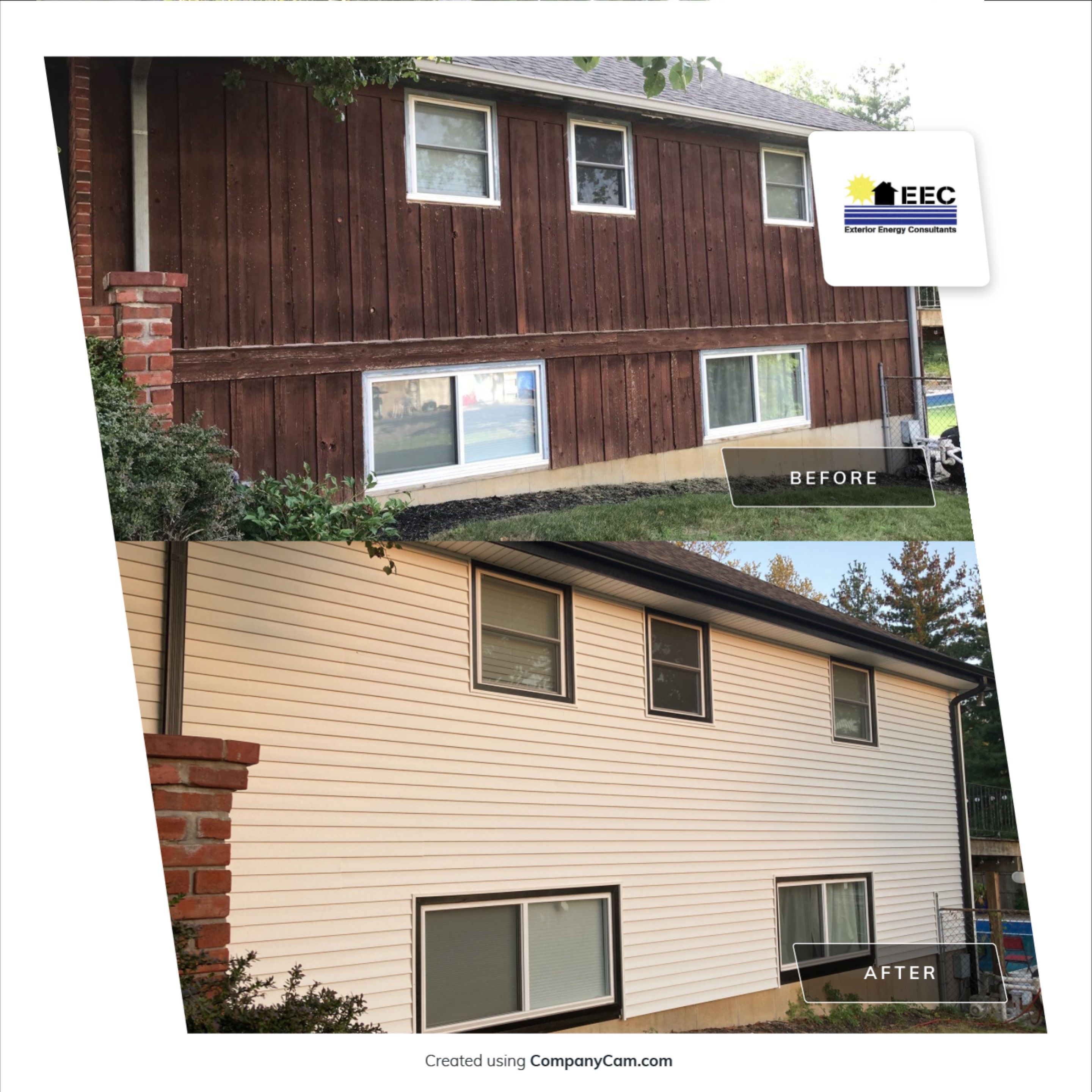 New white siding with Black trim by EEC  Windows, Siding & Roofing 
