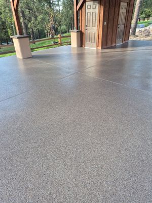 Custom Adobe Concrete Coating for Post Falls Covered Patio