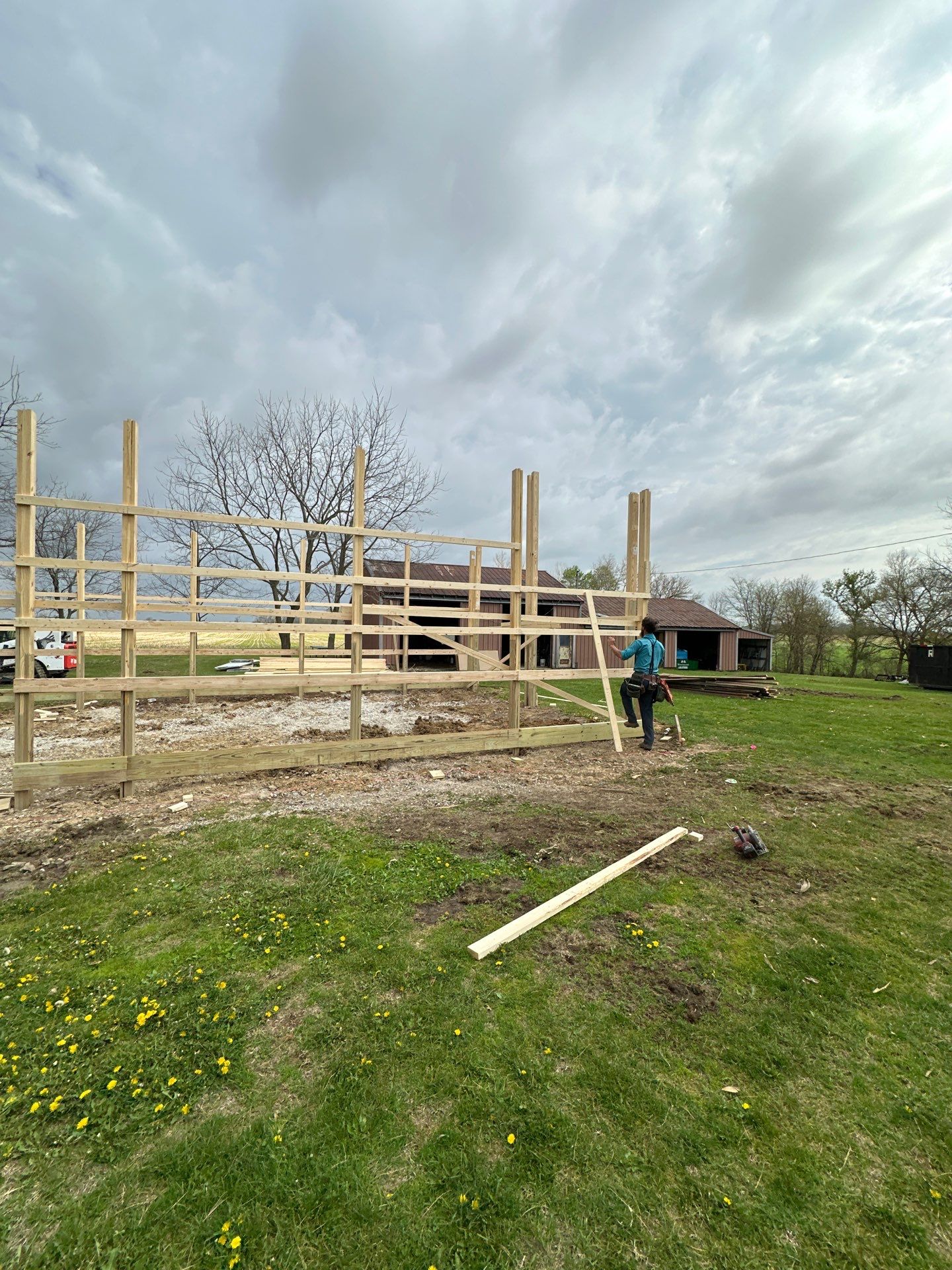Multi-Bay Custom Pole Barn Construction in Arlington, Indiana by The Barn Builders 