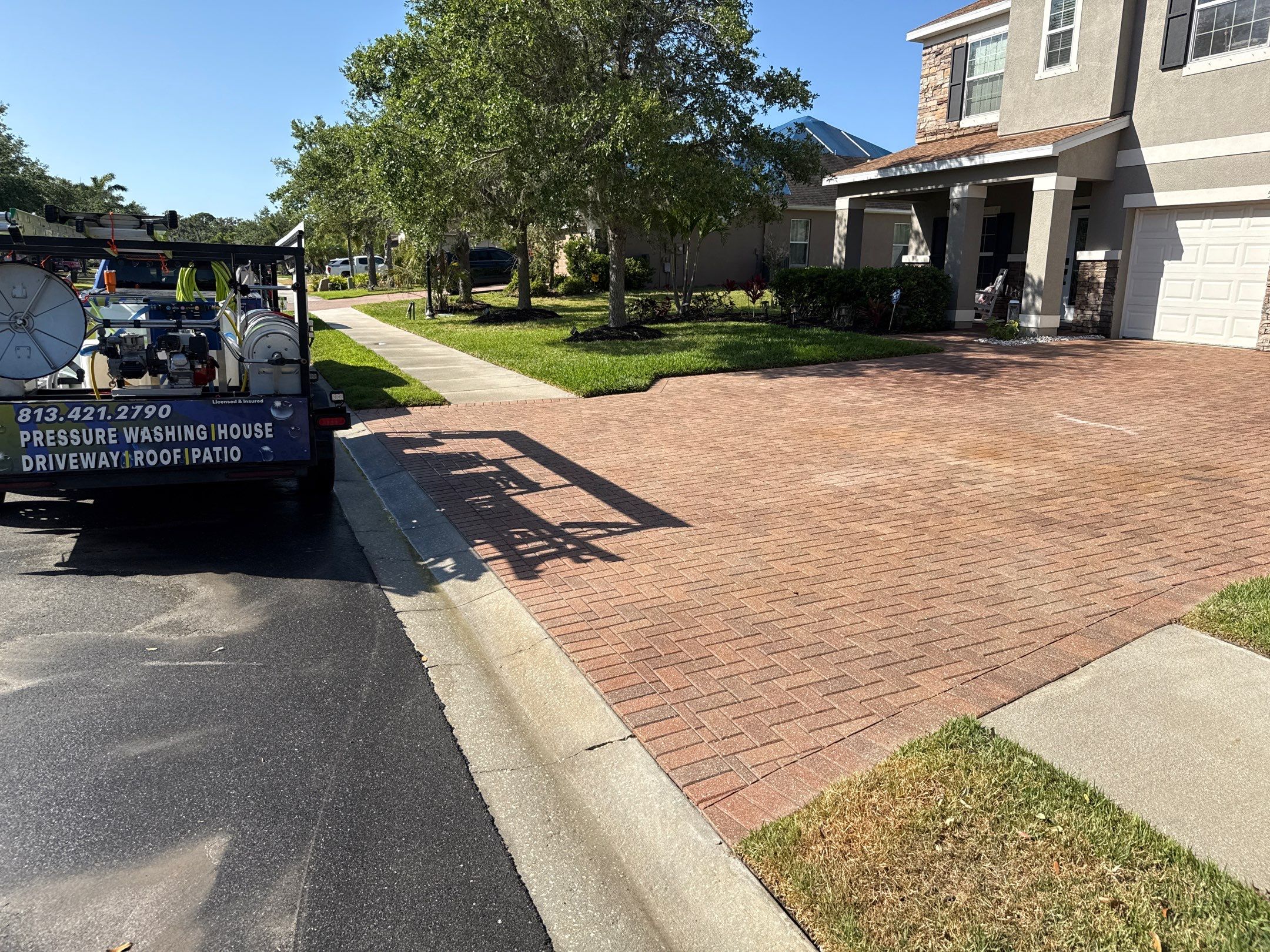 Paver Driveway & Sidewalk Cleaning | Oakleaf Hammock – Ellenton, FL by Sunshine AquaWash