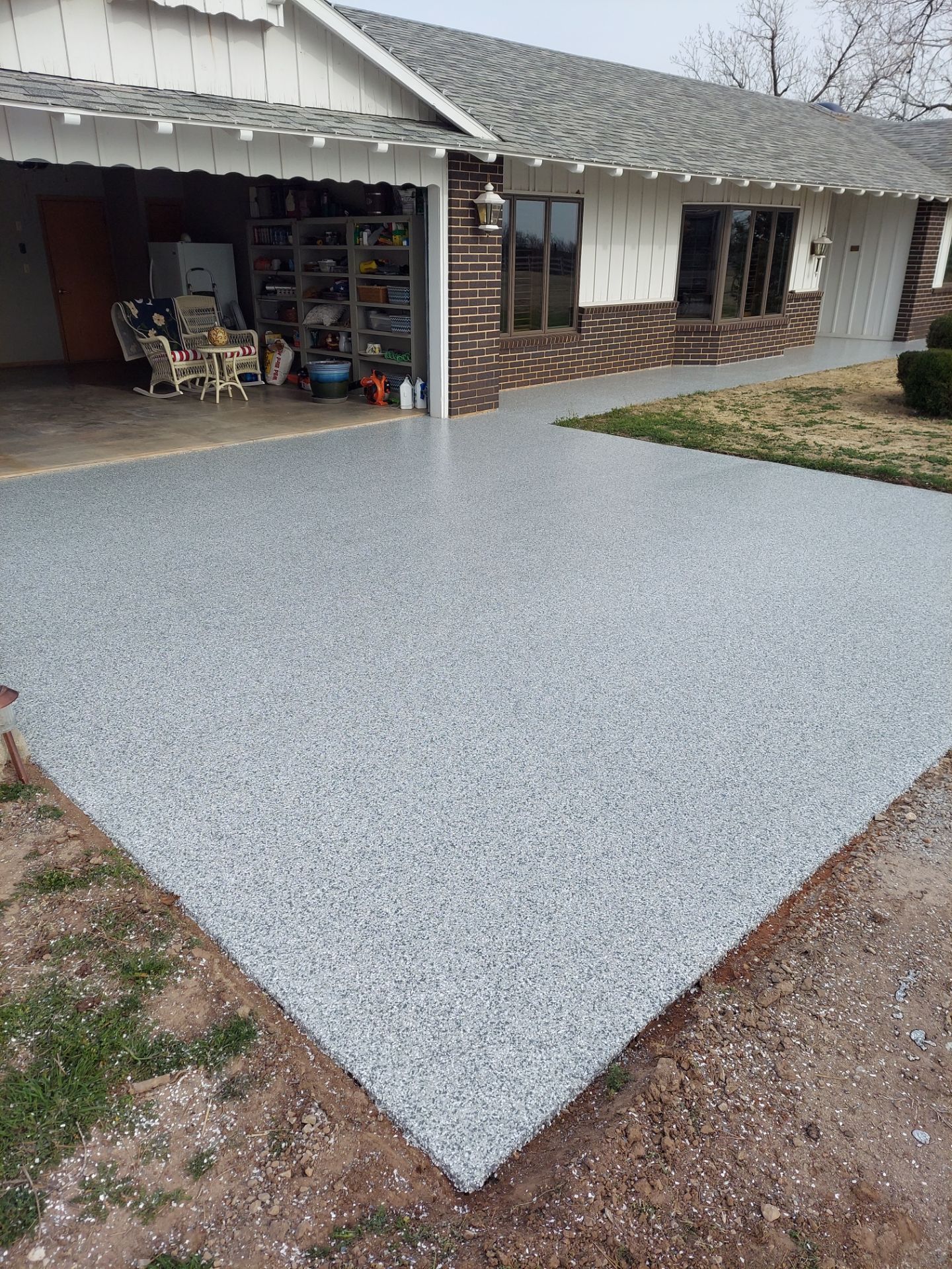 Garage & Sidewalk with Slate Stone by Copperhead Coatings
