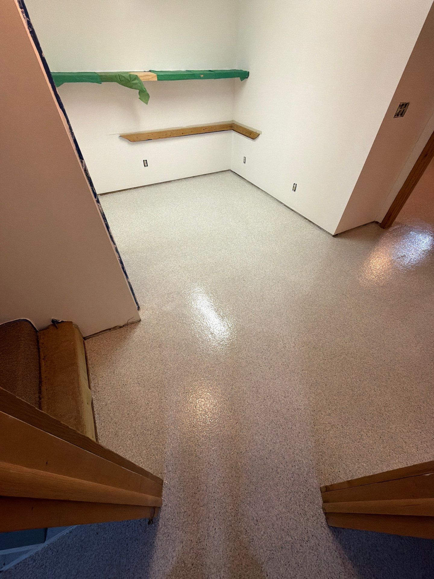 Basement Epoxy Flake Floor Installation and Surface Repair in Montague by Gordon Painting