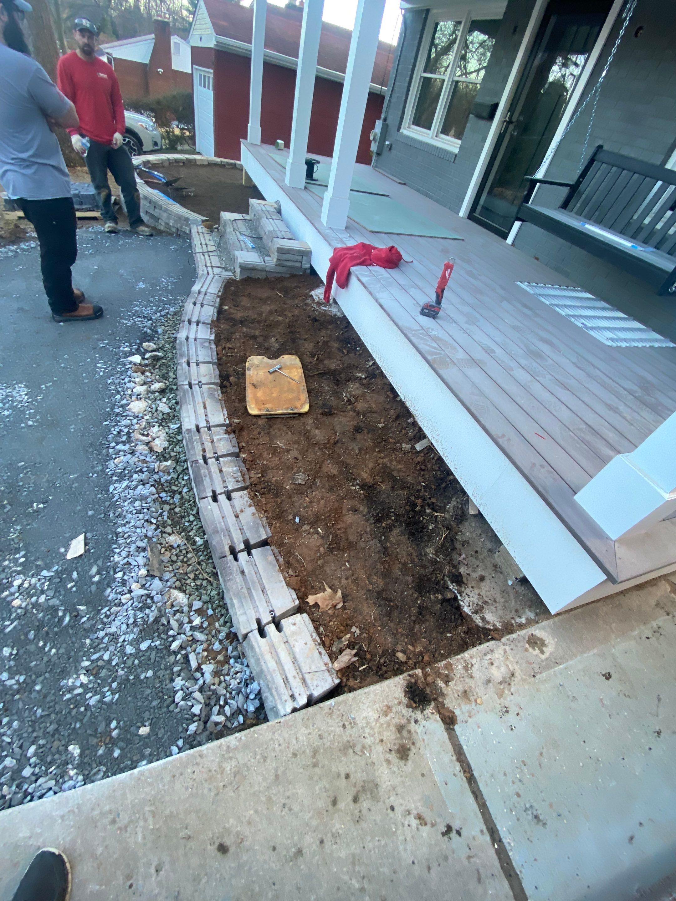 Retaining wall, walkway, small patio and landscape install by The Smet Companies, LLC
