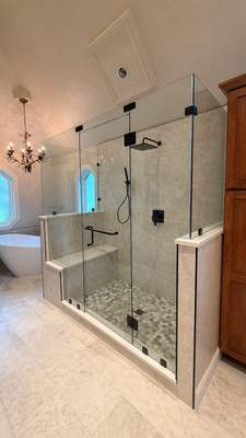 Inwood Master Bathroom Remodel | Modern Walk-In Shower & Custom Vanity Design