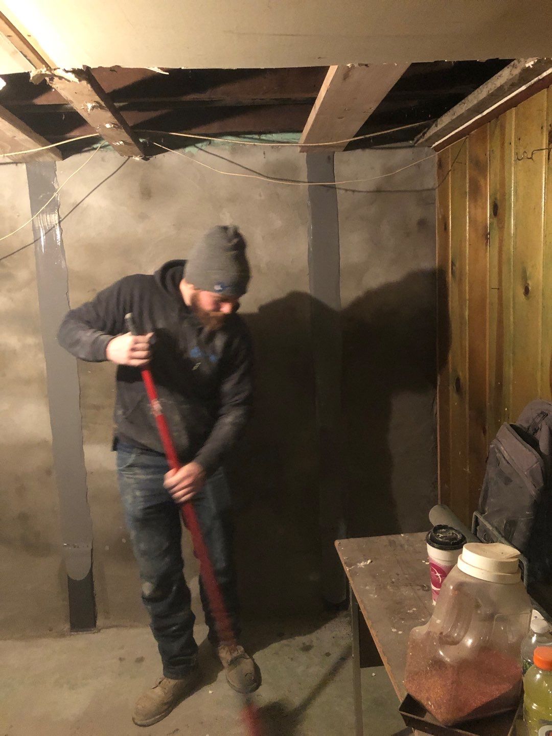 Wall repair with Fortress Invisibeams by ACE Waterproofing & Basement Solutions