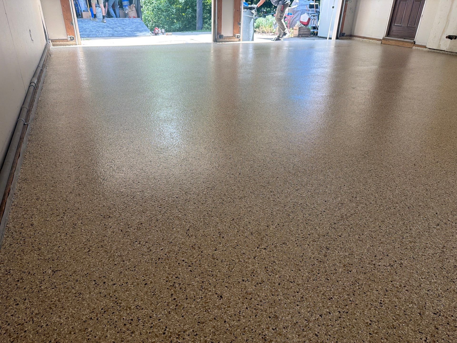 Garage Epoxy Floor Coating with Speckled Flake Finish in Fruitport by Gordon Painting