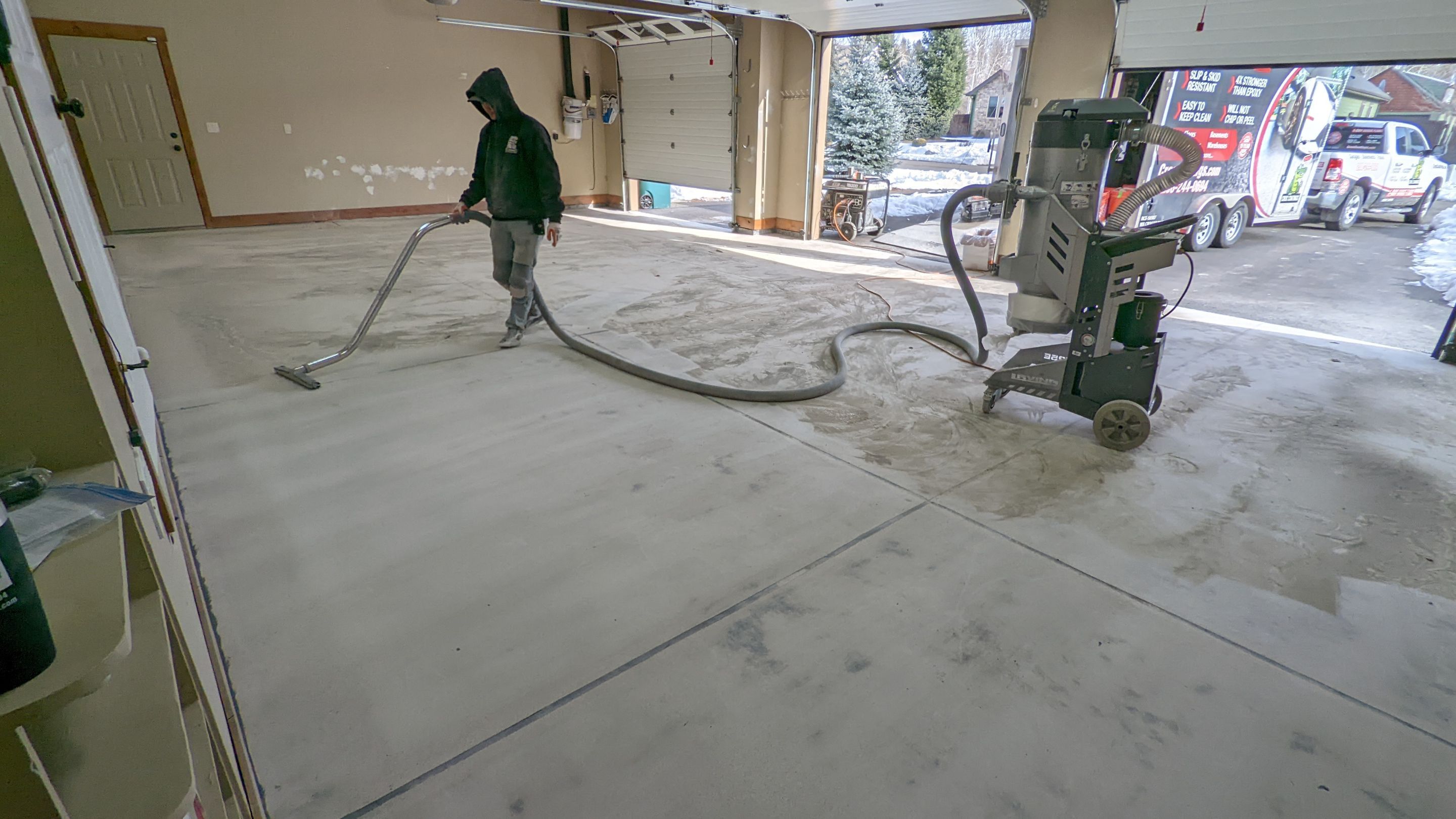 Garage Transformation using Sandstone by Croc Coatings, LLC