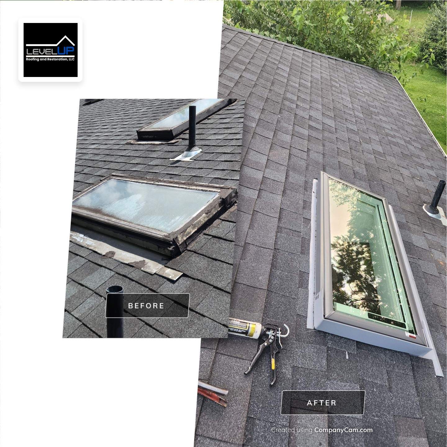 Dayton Skylight Replacement and Shingle Repair for Leaking Roof by Level Up Roofing and Restoration Services LLC