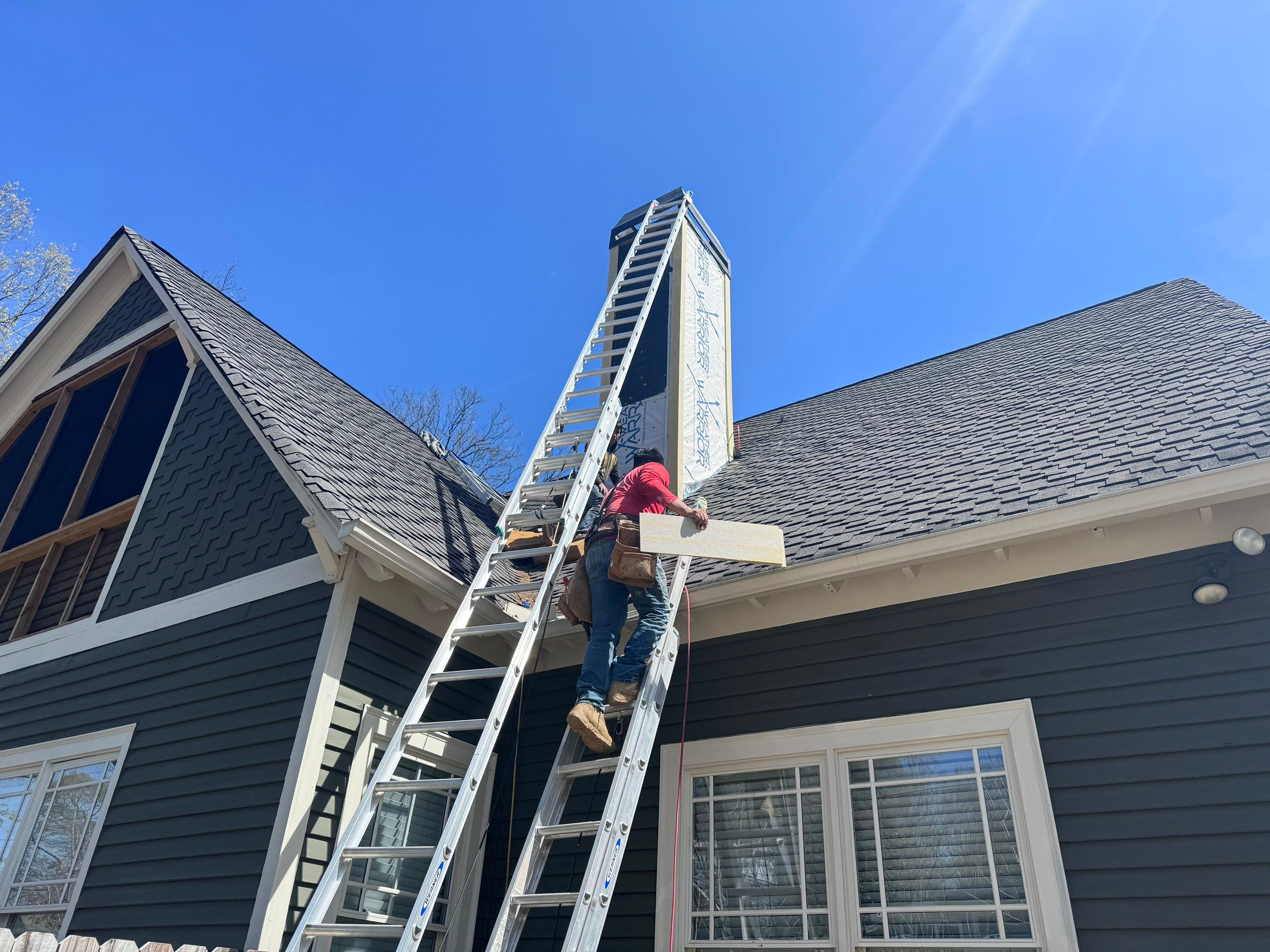 all NEW Siding on Rotted Chimney  by Nailed It Roofing & Remodeling LLC