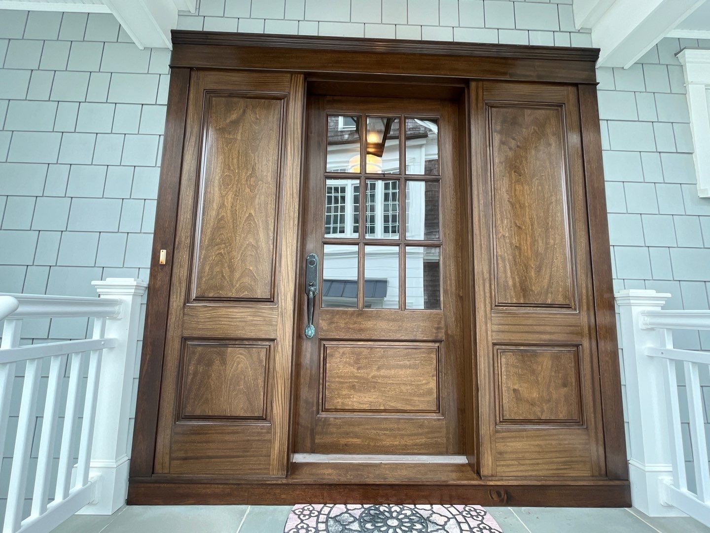 Custom Mahogany Entry Door Staining and Refinishing in Ocean City by FreshCoat Works LLC