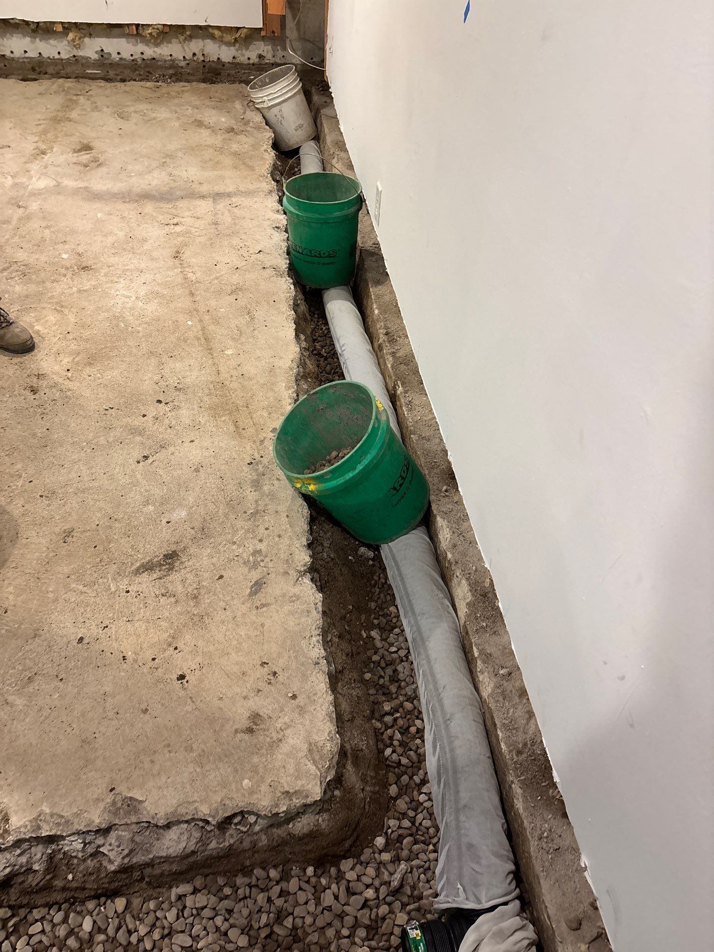 Drain tile & a sump pump for Ruth by Waterproofing Northeast